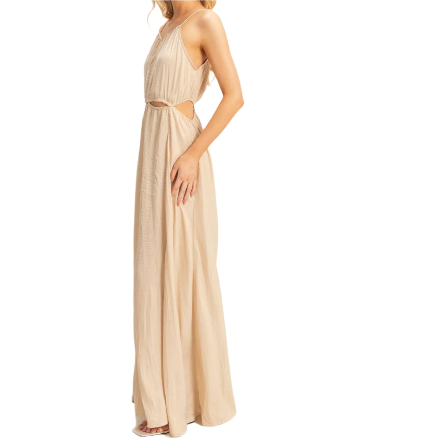 Black Side Cutout Side Slit Maxi Dress