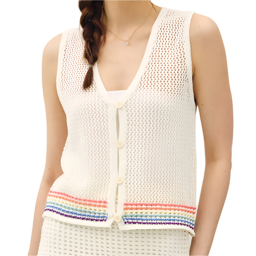 Rainbow Hem Knit Sweater Cardigan
