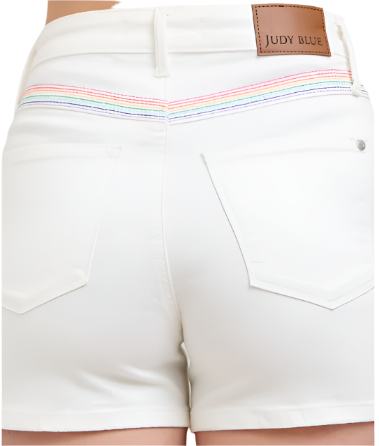 Rainbow Stich Judy Blue White Shorts