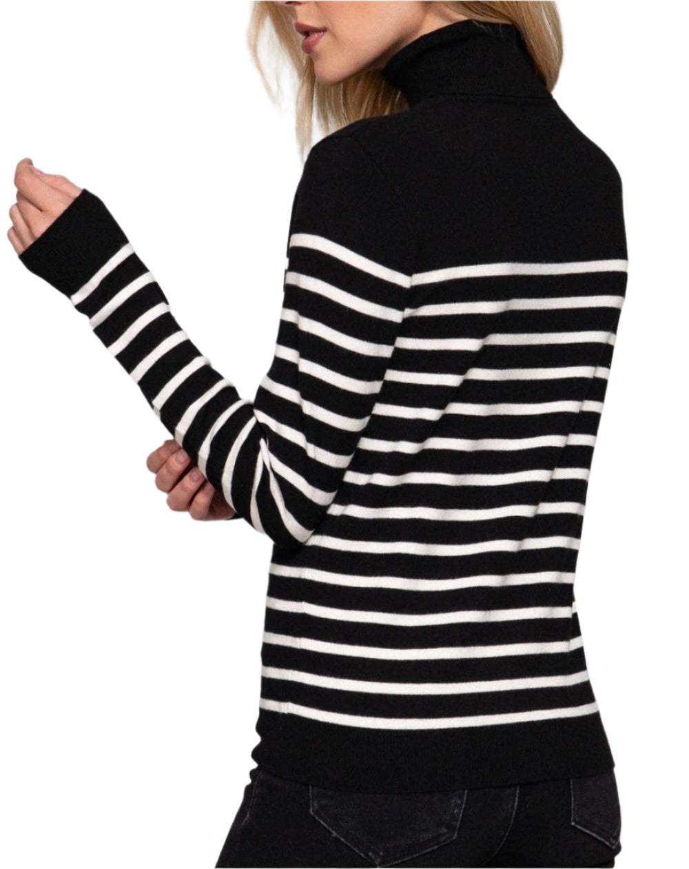Long Sleeve Turtle Neck Stripe Sweater