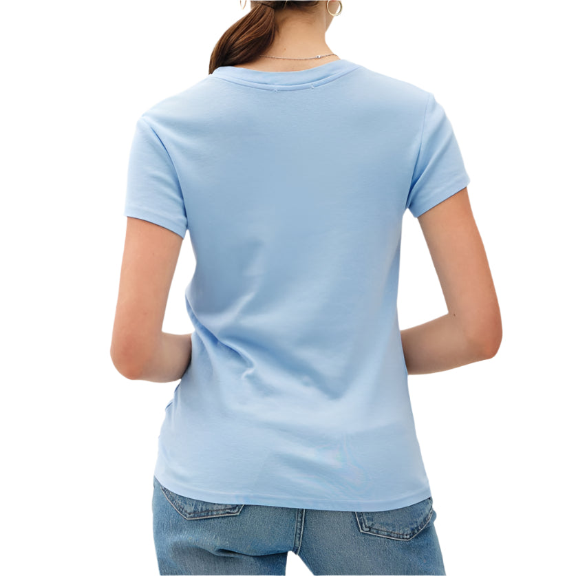 Classic Blue 100% Cotton Made in USA Crew Neck Tee