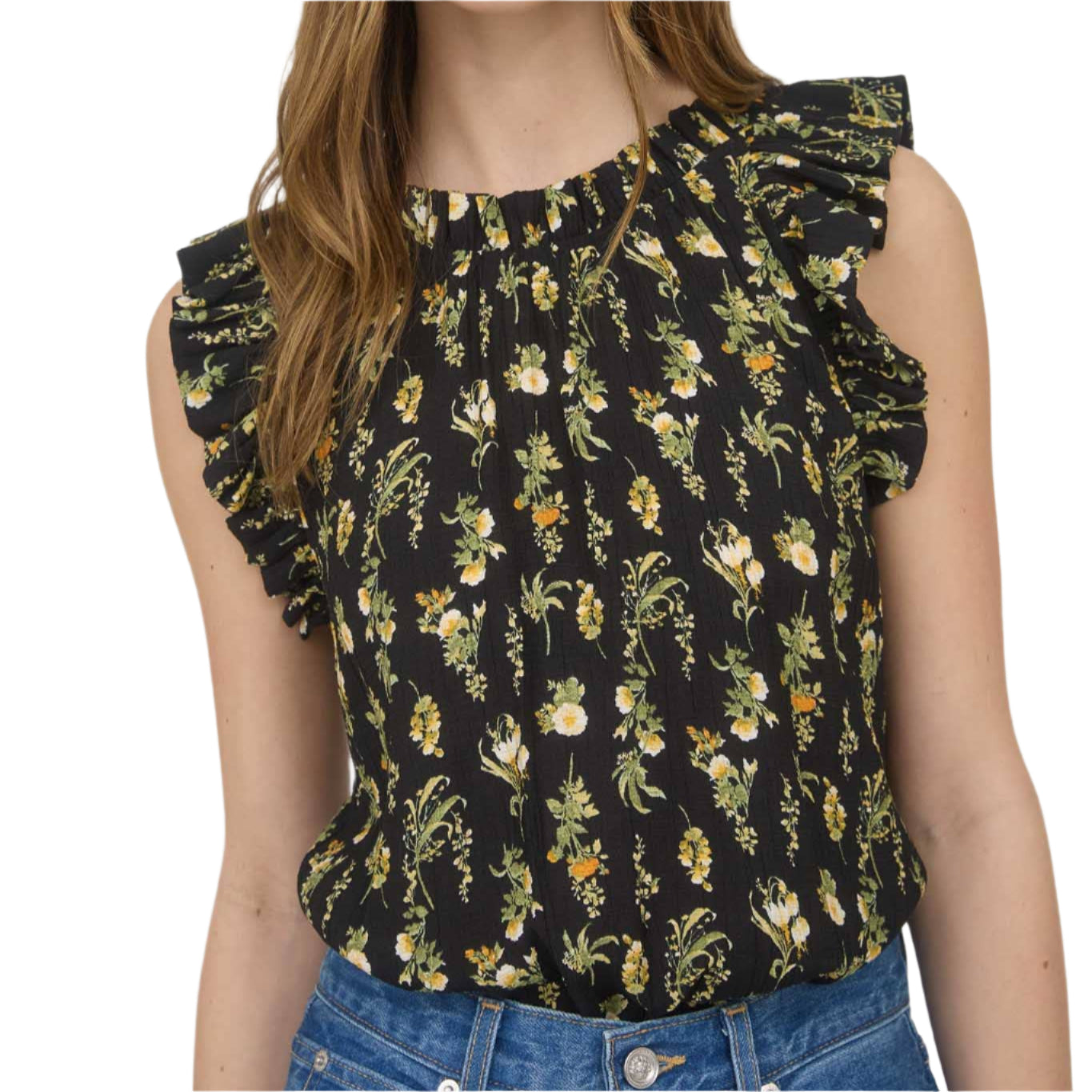 Floral Ruffle Sleeve Top
