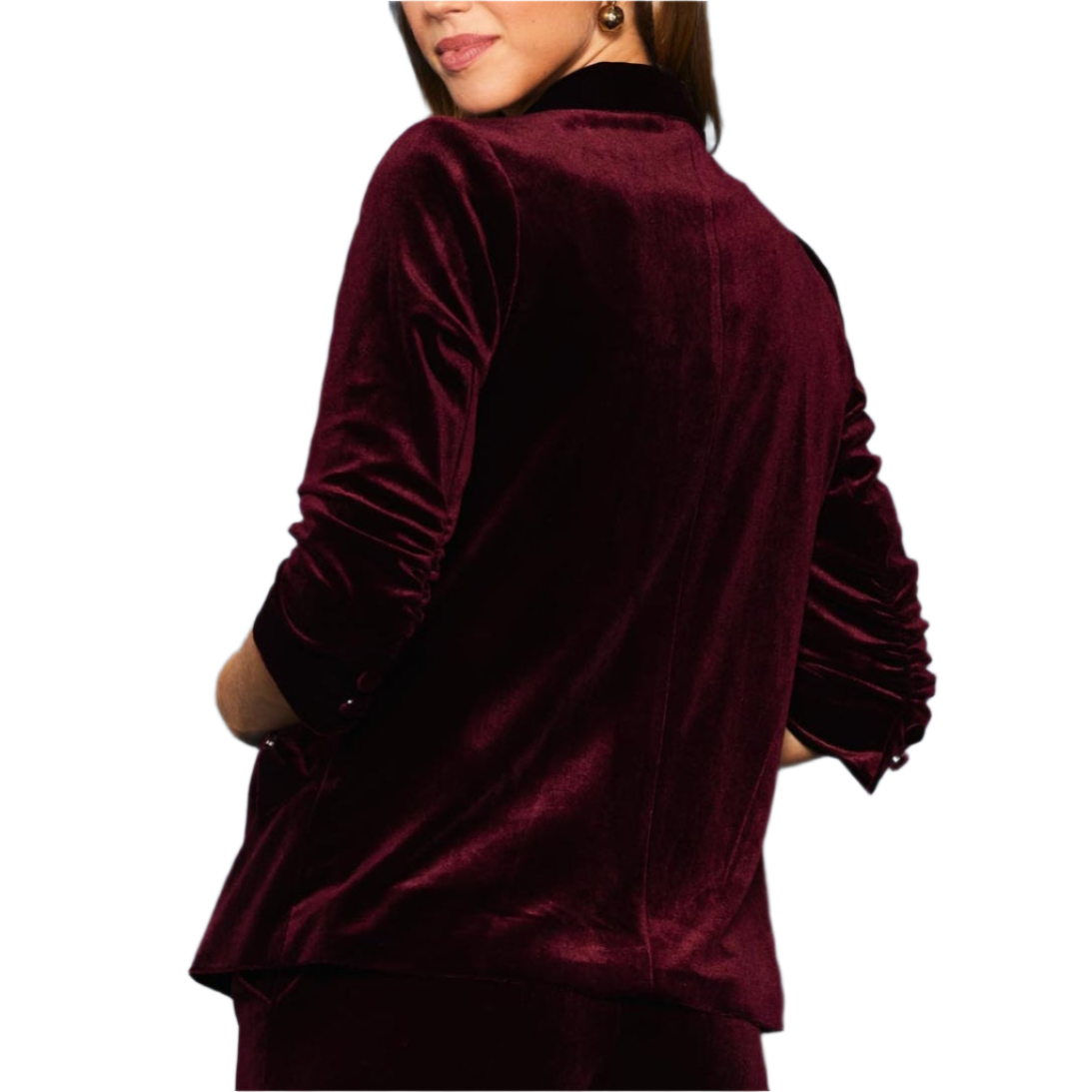 Ruched Velvet Blazer