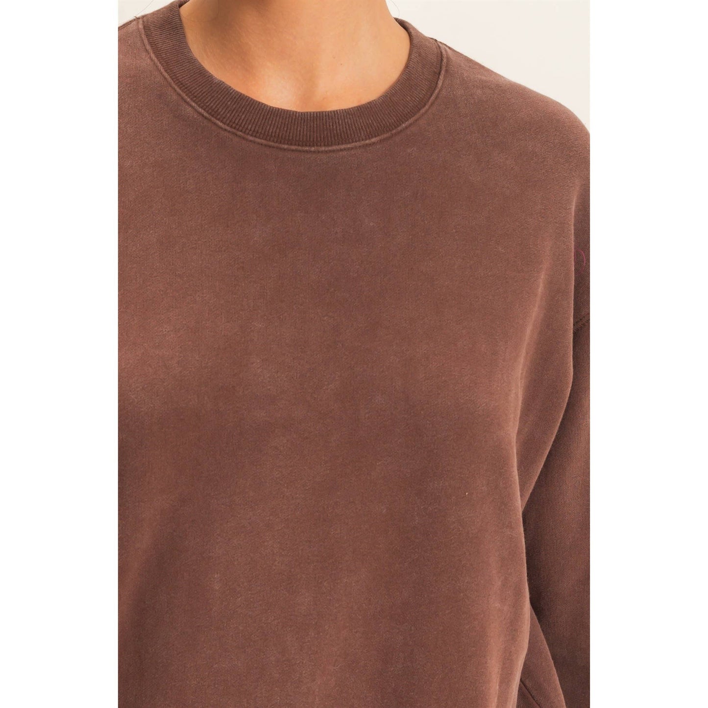 Dark Brown Acid Wash Sweatshirt