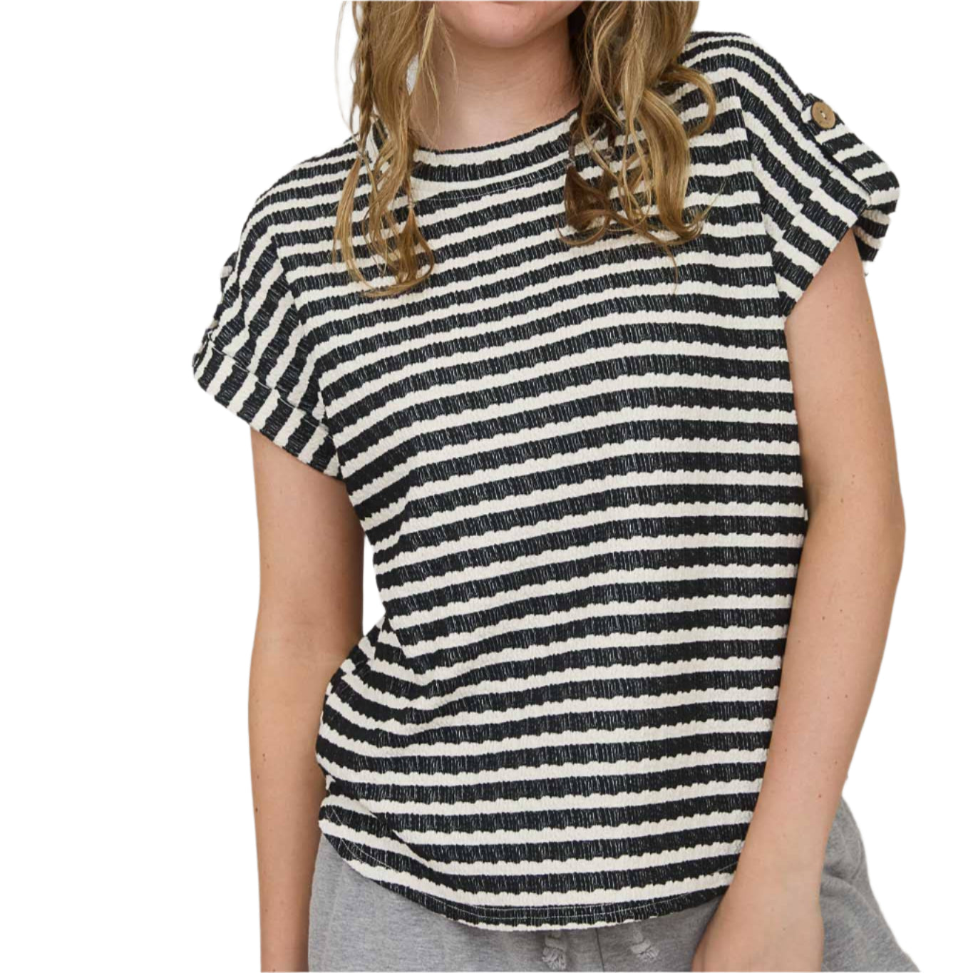 Black / Gray Textured Knit Top