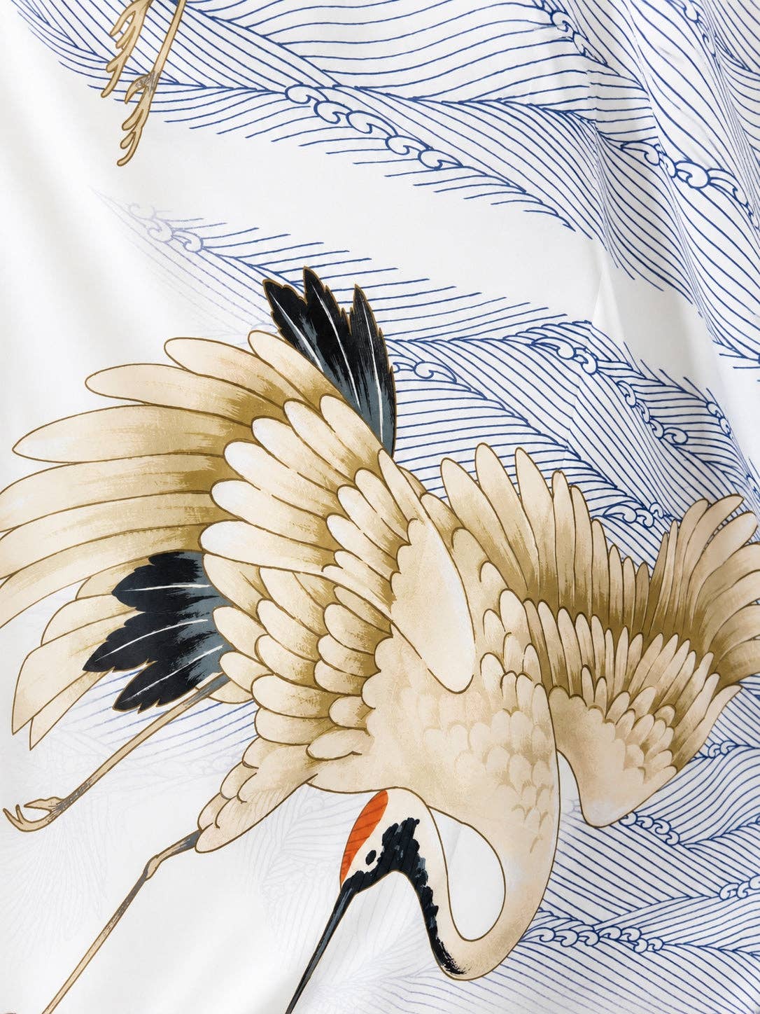 Japanese Wave Crane Kimono