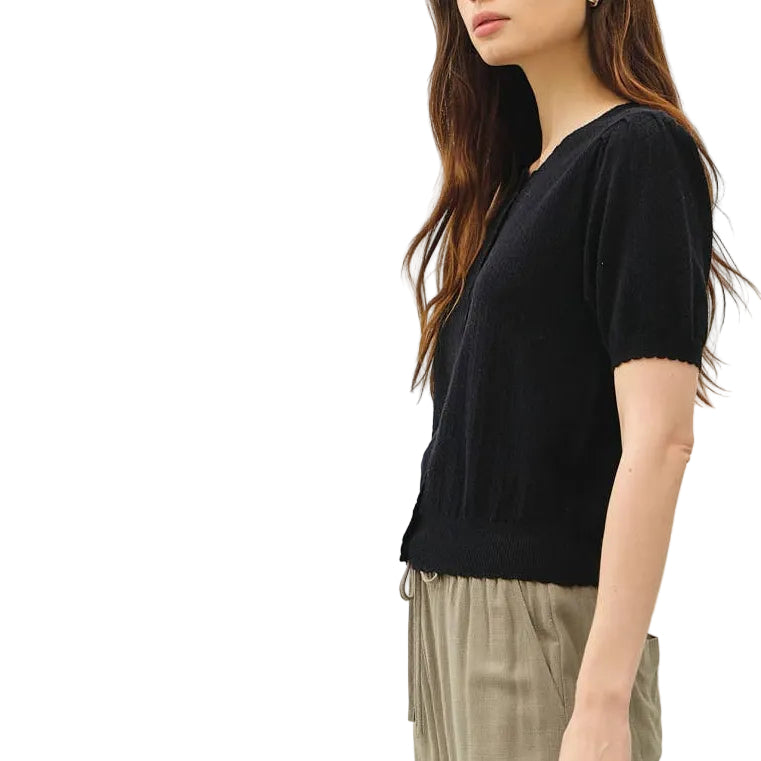 Black Pointelle Cardigan