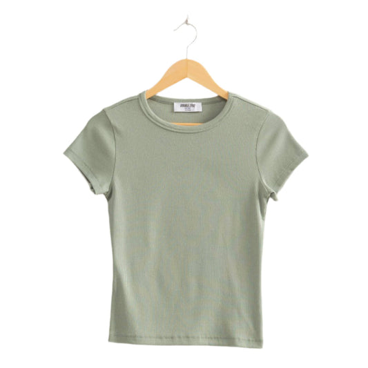 Sage Ribbed Short Sleeve Tee