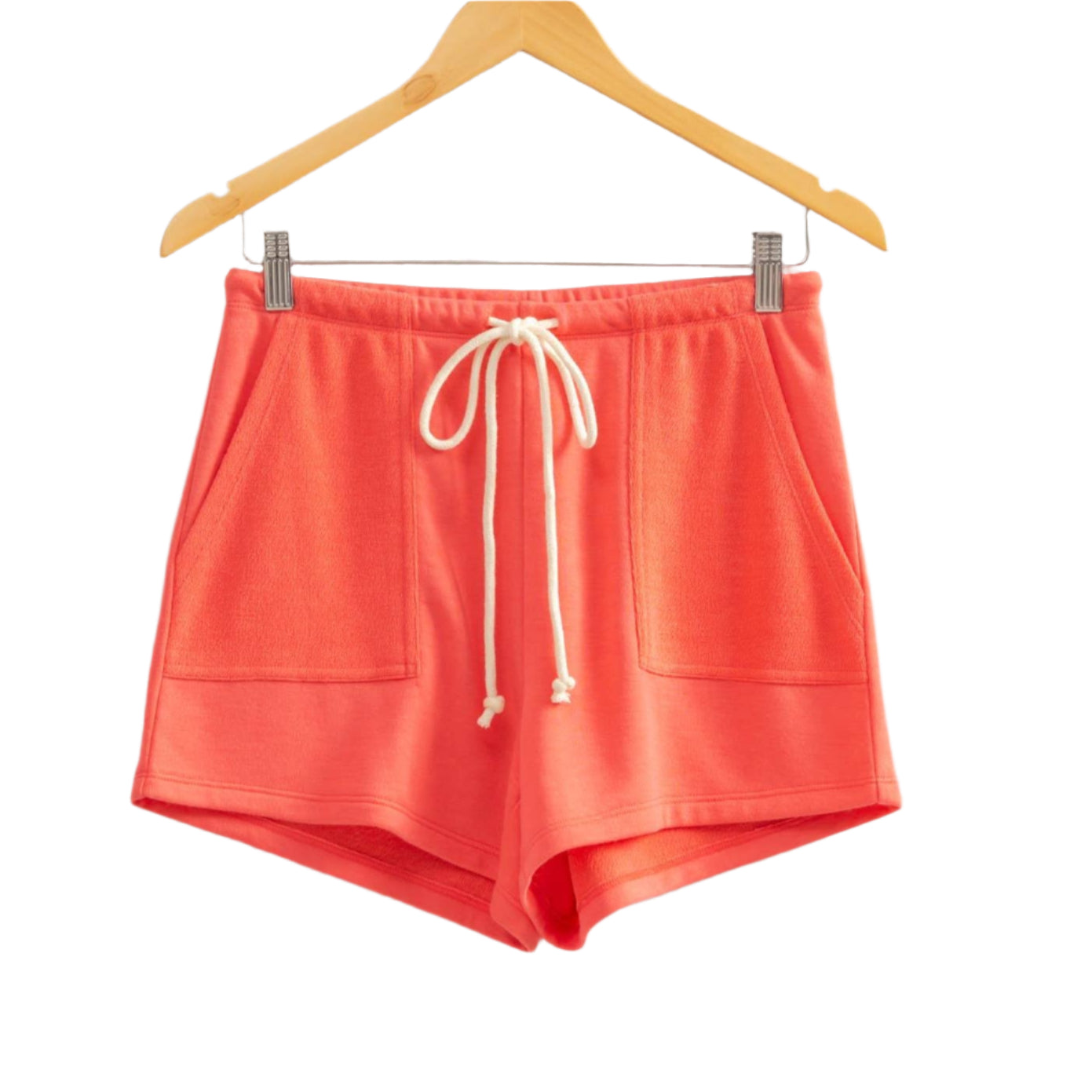 Coral Comfy Mid-Waist Drawstring Shorts