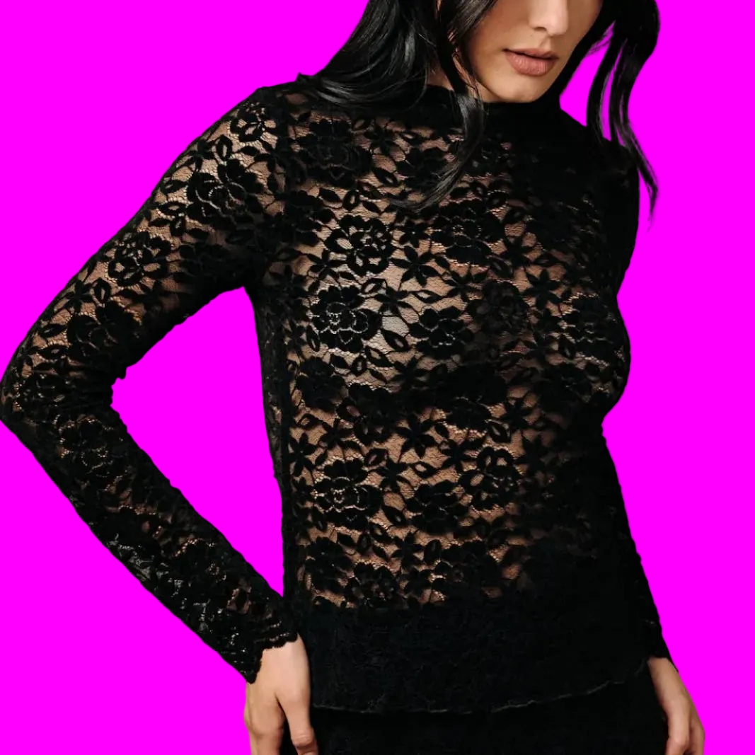 Black Soft Lace Mock Must Have!