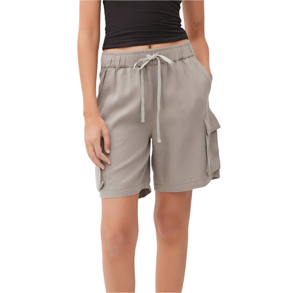 Grey Tencel Cargo Bermuda Short