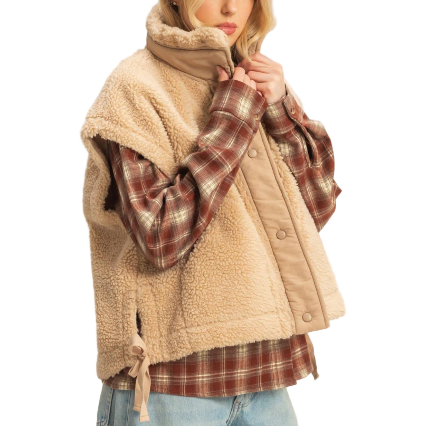 Beige Cozy Sherpa Vest Jacket
