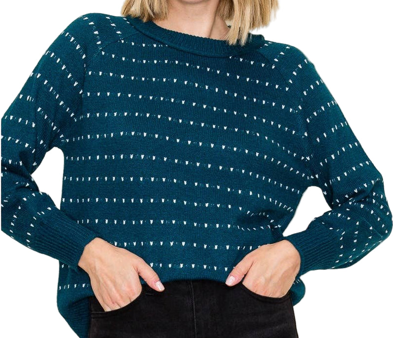 Teal Dotted Striped Sweater