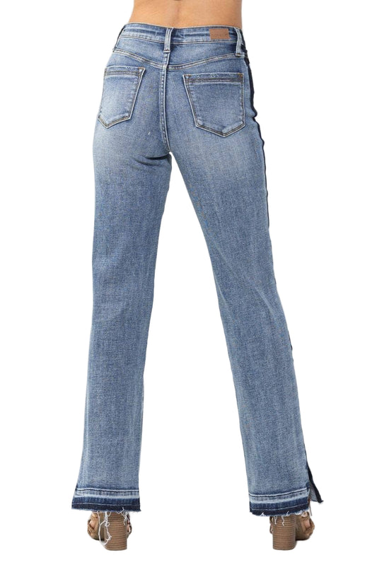 Blue jeans with a white background