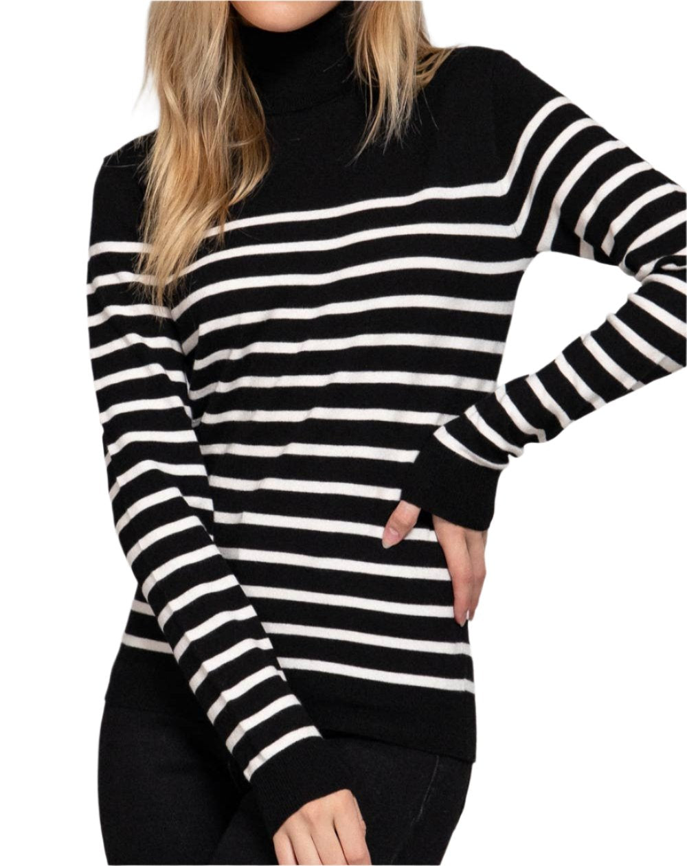 Long Sleeve Turtle Neck Stripe Sweater