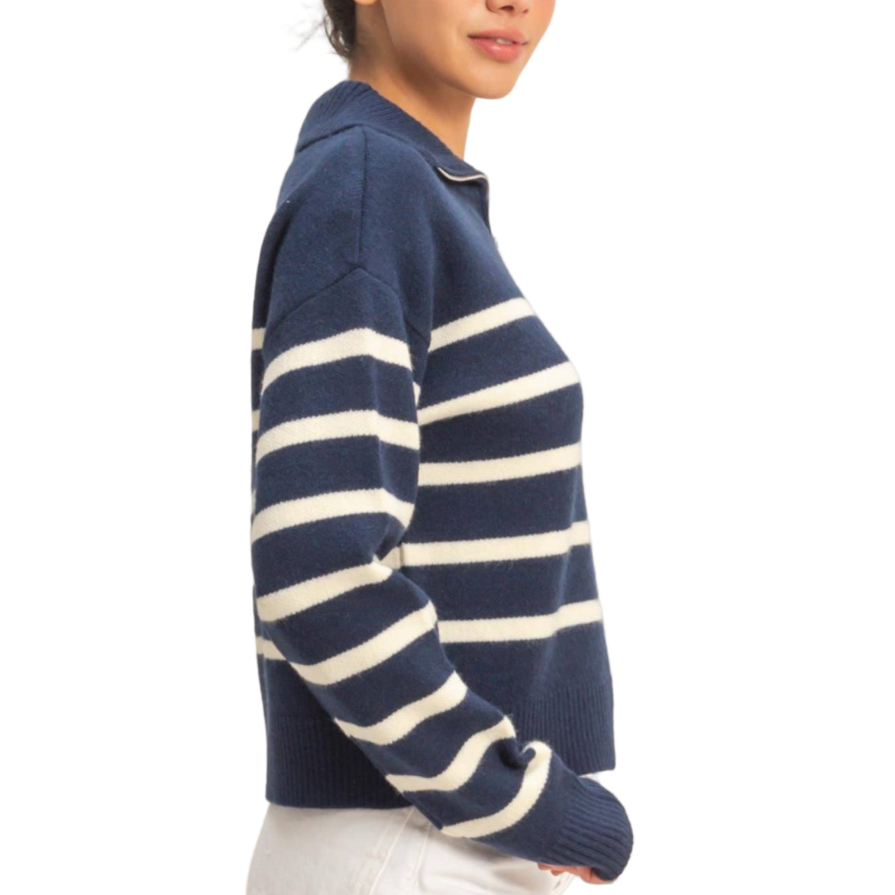 Navy & Cream Striped Sweater