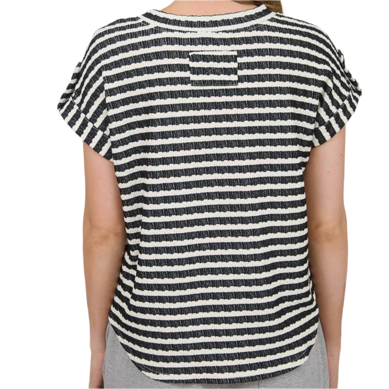 Black / Gray Textured Knit Top