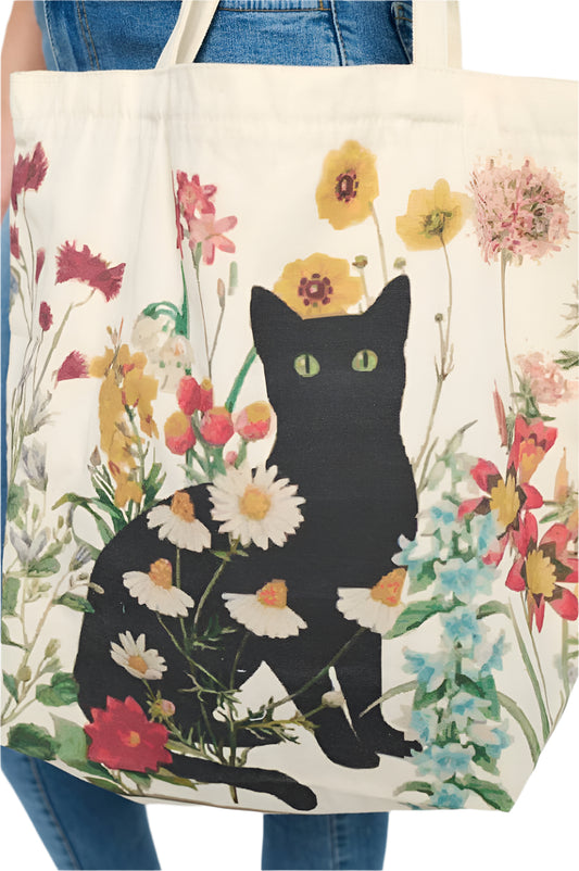 Cat Floral Tote