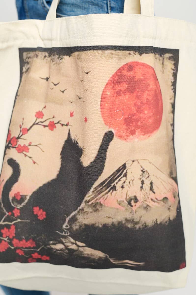 MYSTIC CAT & MOON CANVAS TOTE BAG
