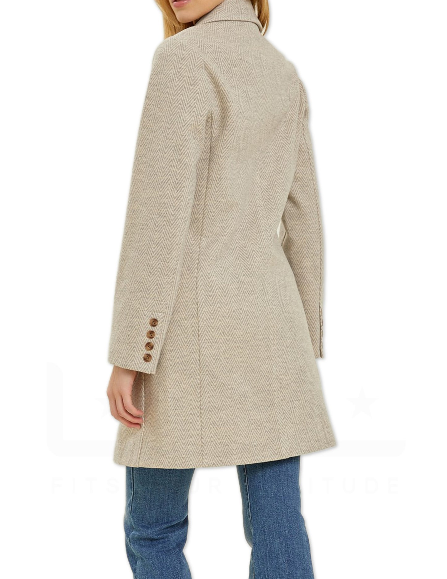 Printed Double Button Coat - Earth Grey
