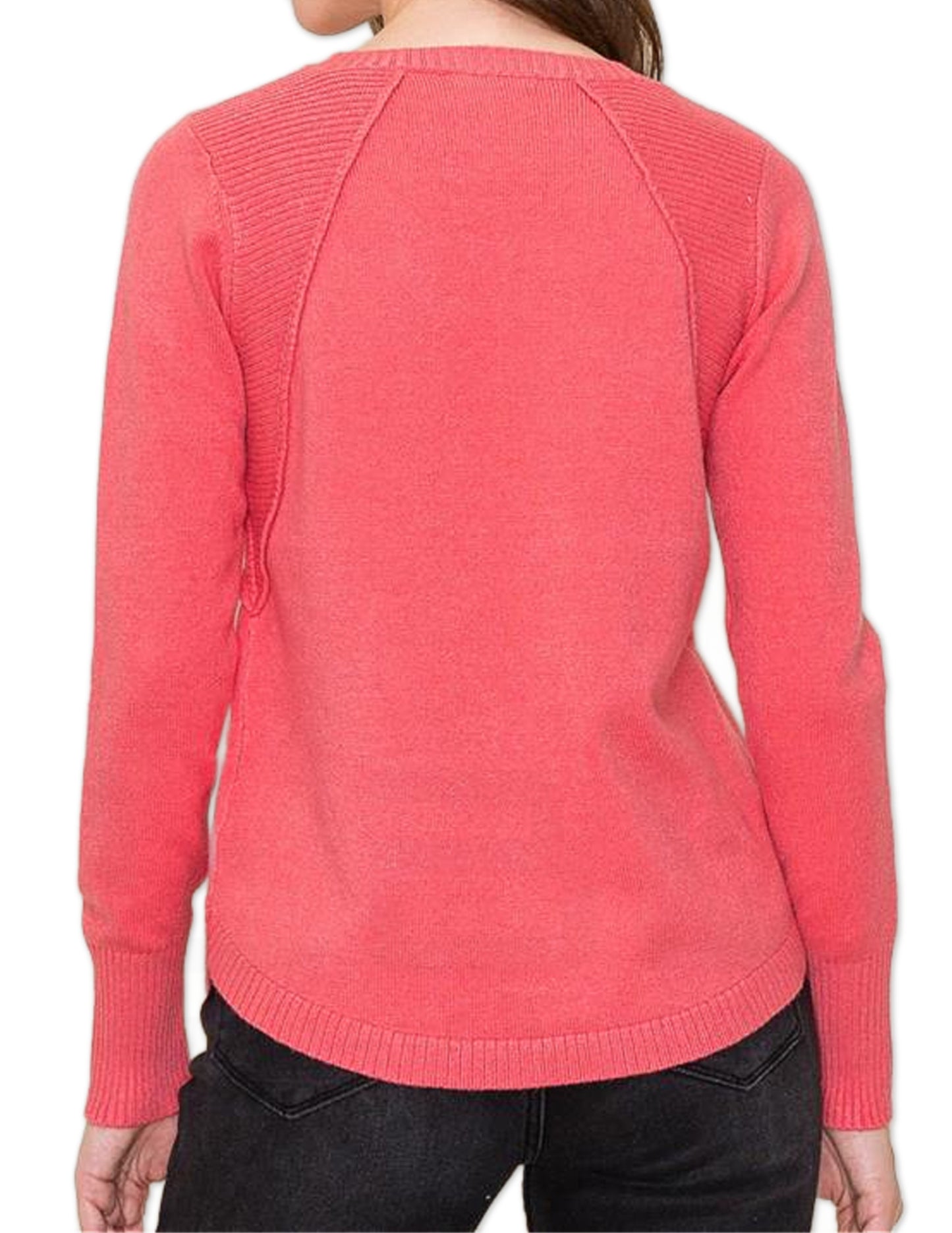 Classic Crew Neck Sweater - Coral