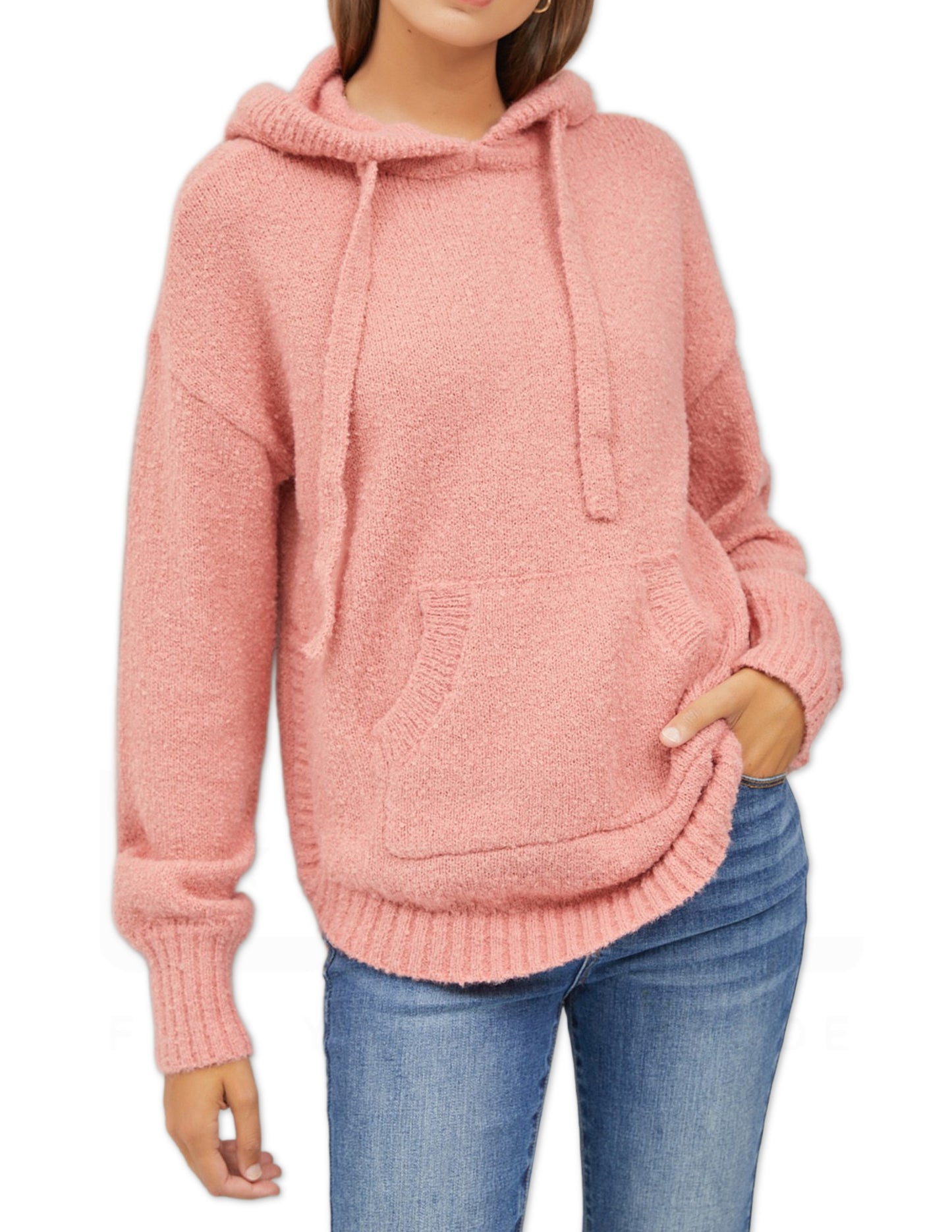 Hooded Sweater - Coral