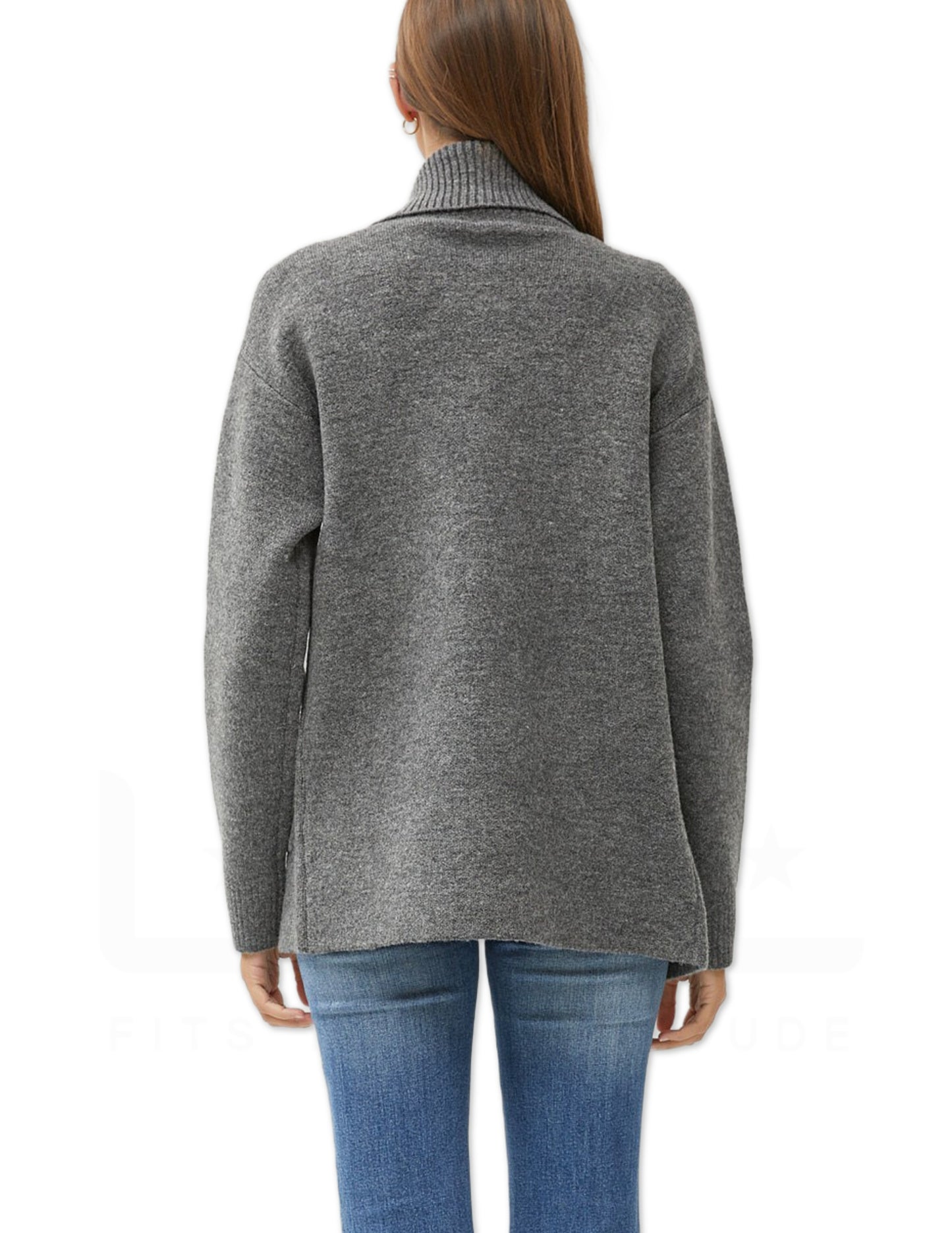 Button Front Sweater Coat - Charcoal