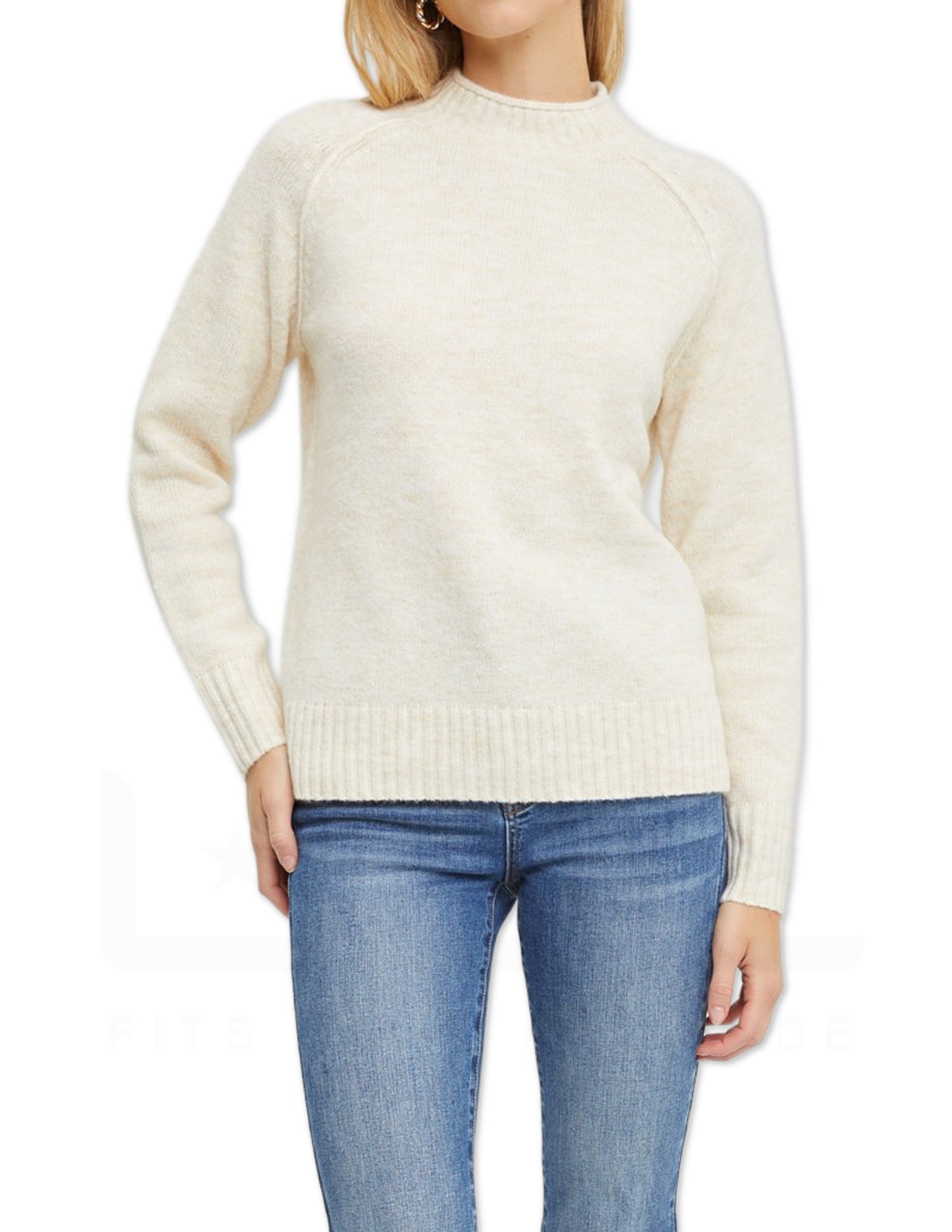 Mock Neck Pullover Sweater - ivory