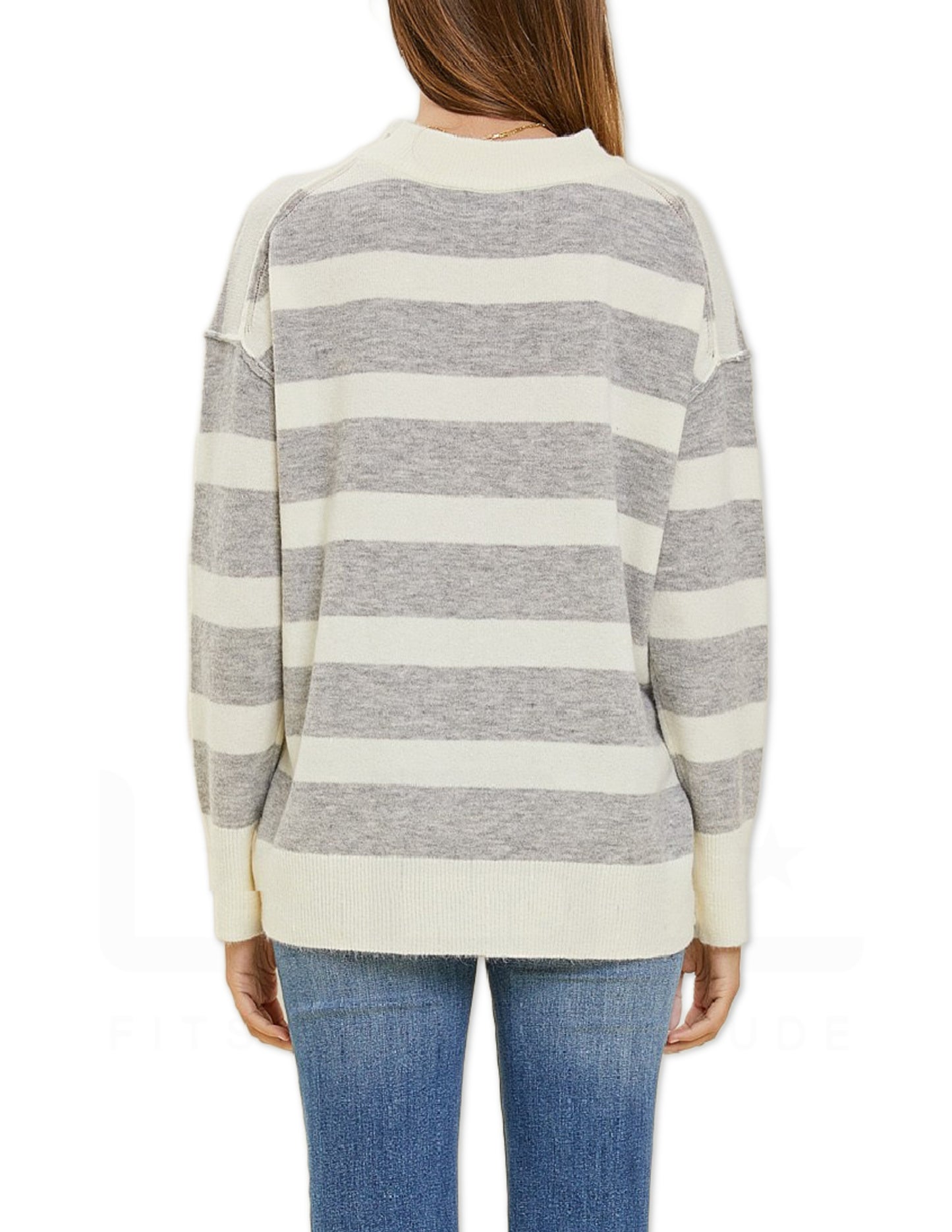 Striped Sweater - Heather grey