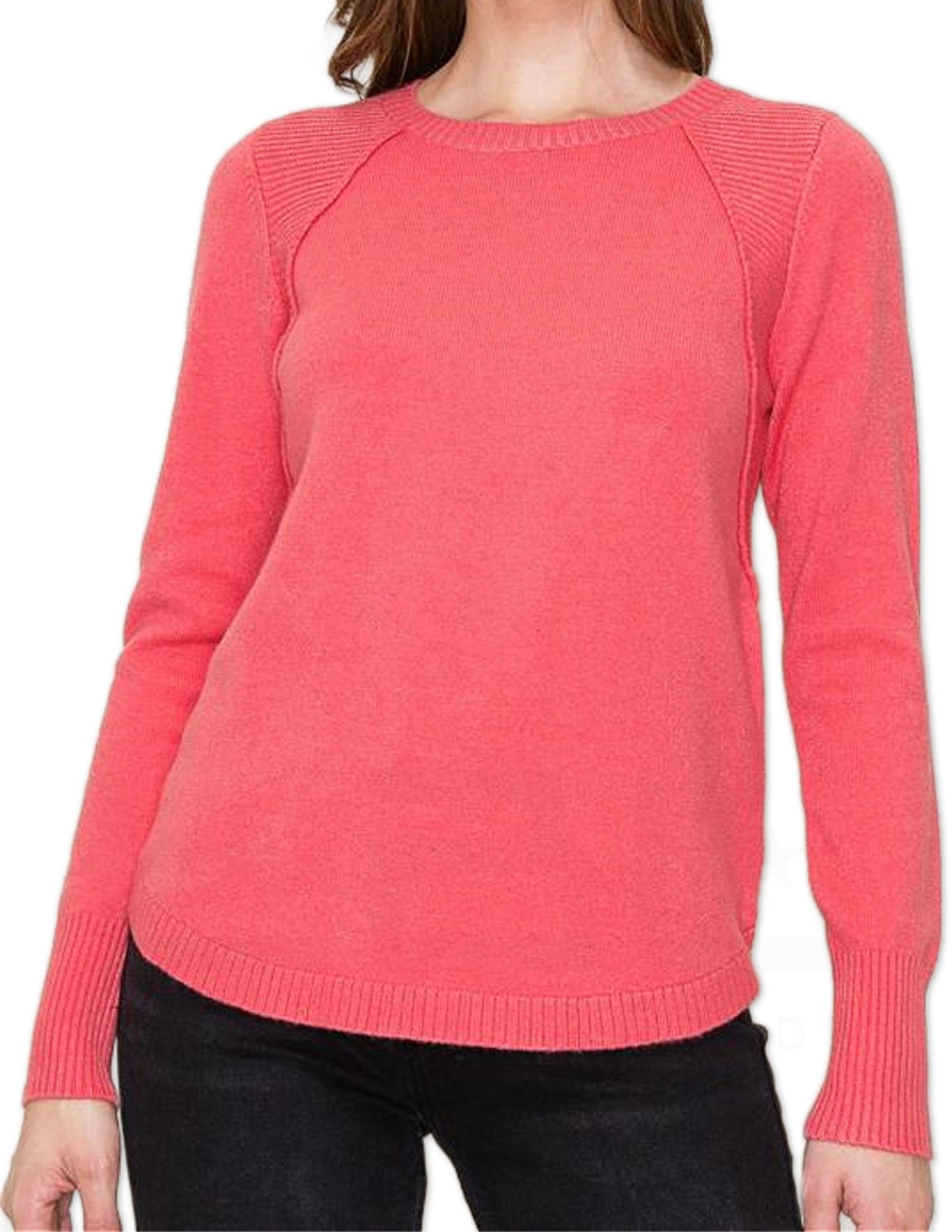 Classic Crew Neck Sweater - Coral