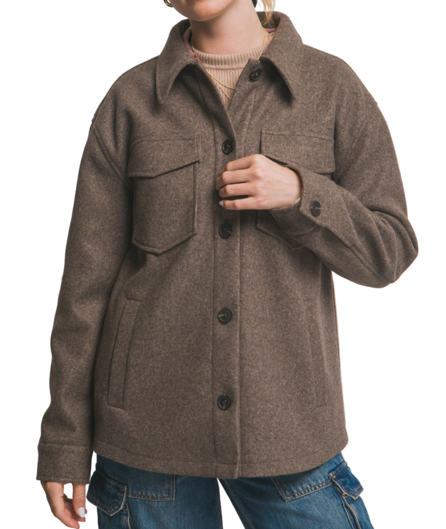 Brown Fleece Shacket