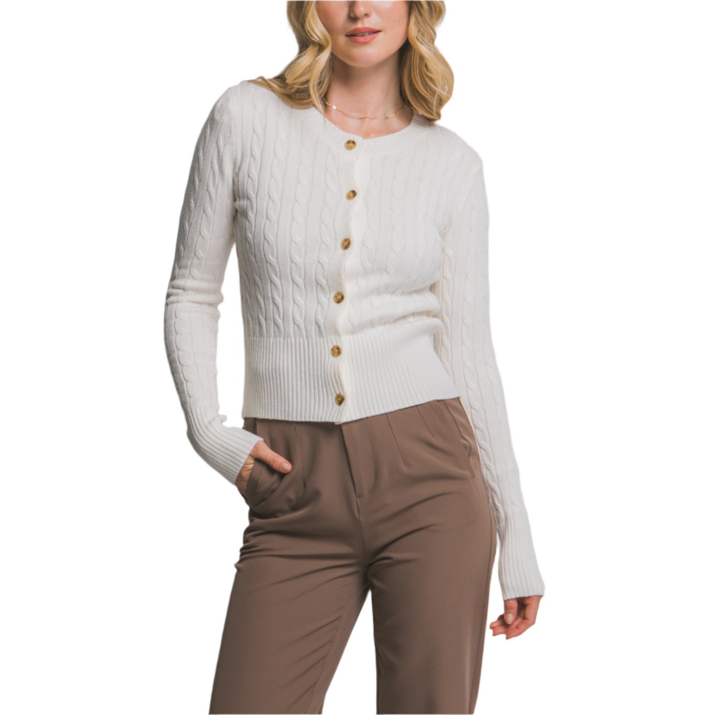Ivory Cable Knit Cardigan