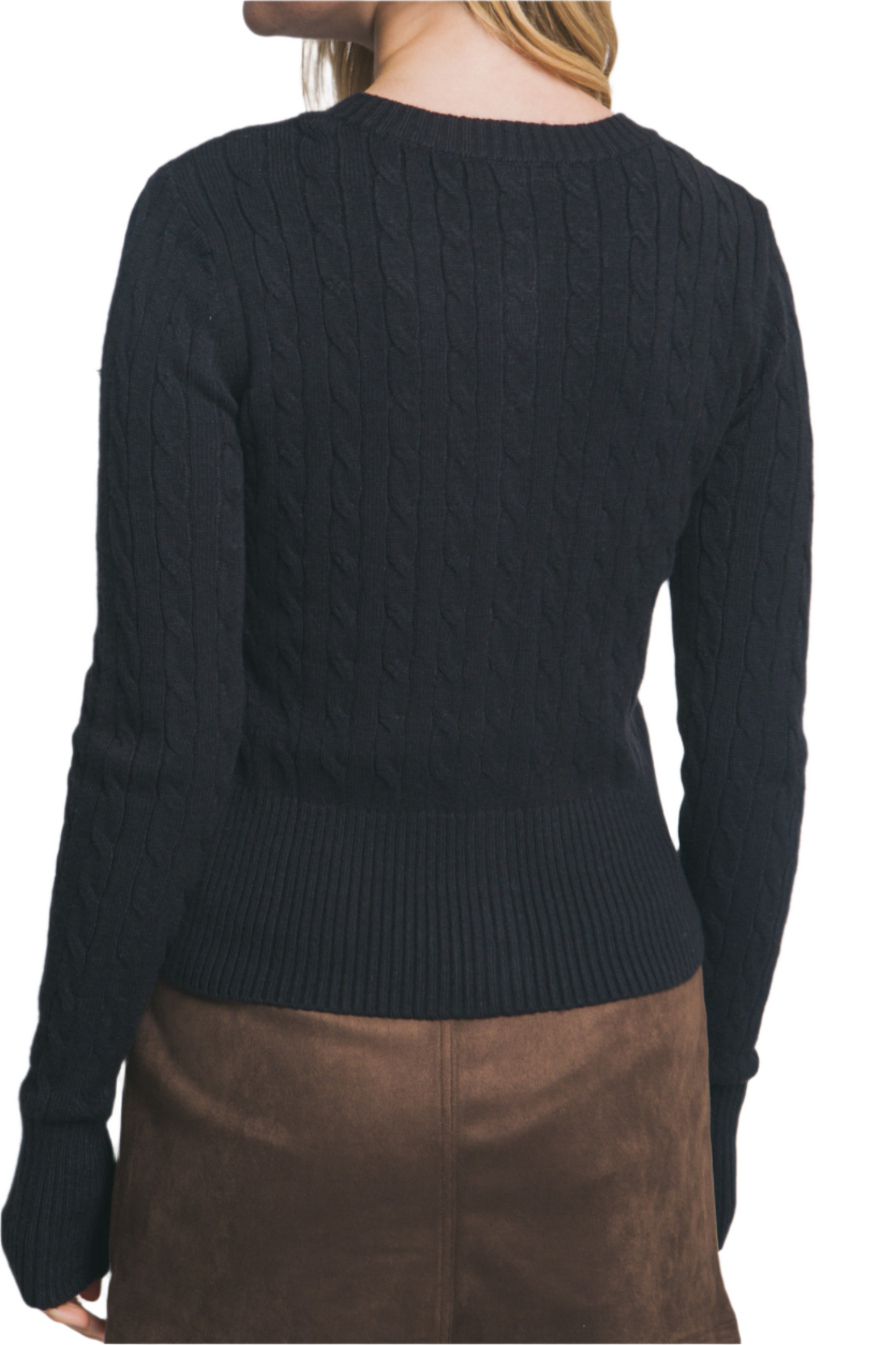 Black Cable Knit Cardigan