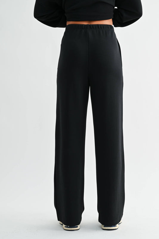 Black Laguna Wide-Leg Pant: Black