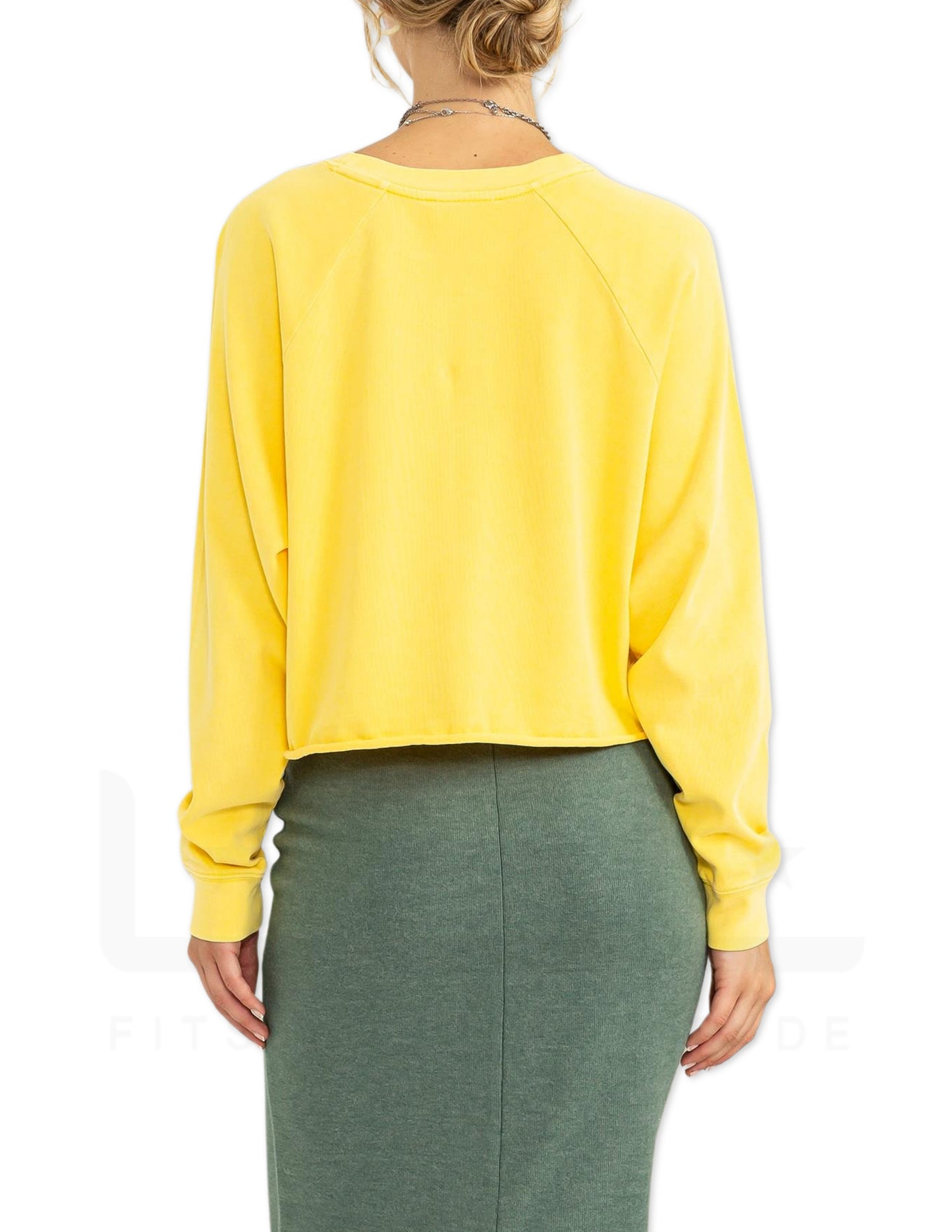 Raglan Sleeve Crop Sweater - Banana