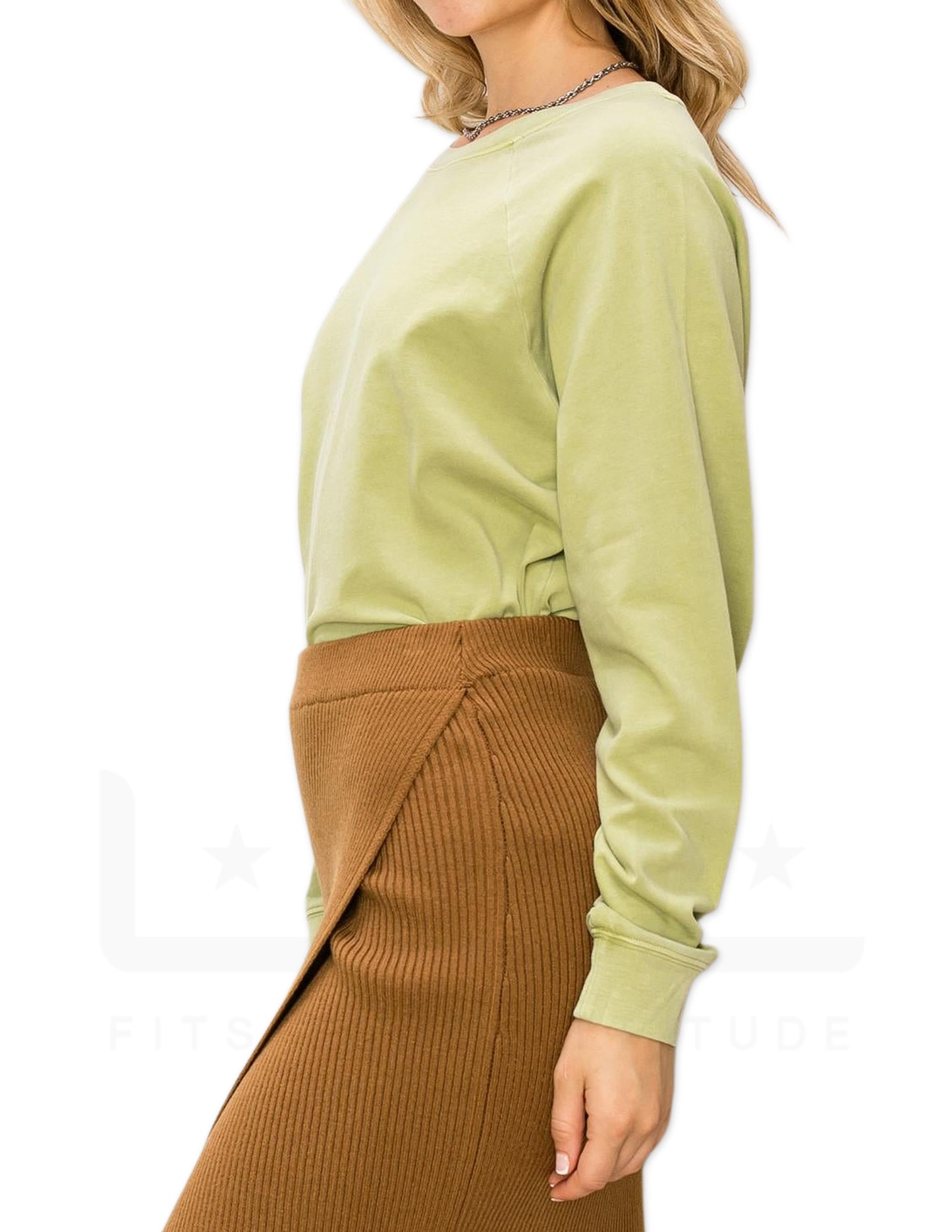 Raglan Sleeve Crop Sweater - Pale Olive