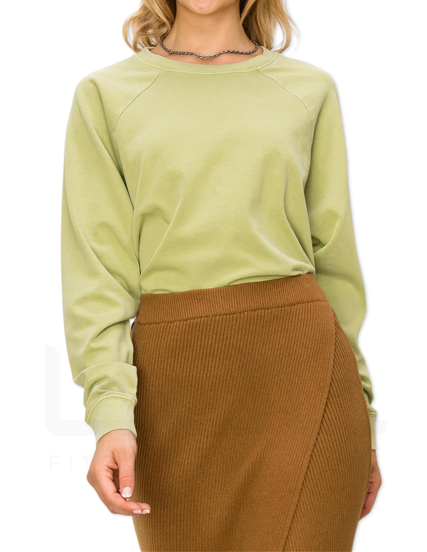 Raglan Sleeve Crop Sweater - Pale Olive
