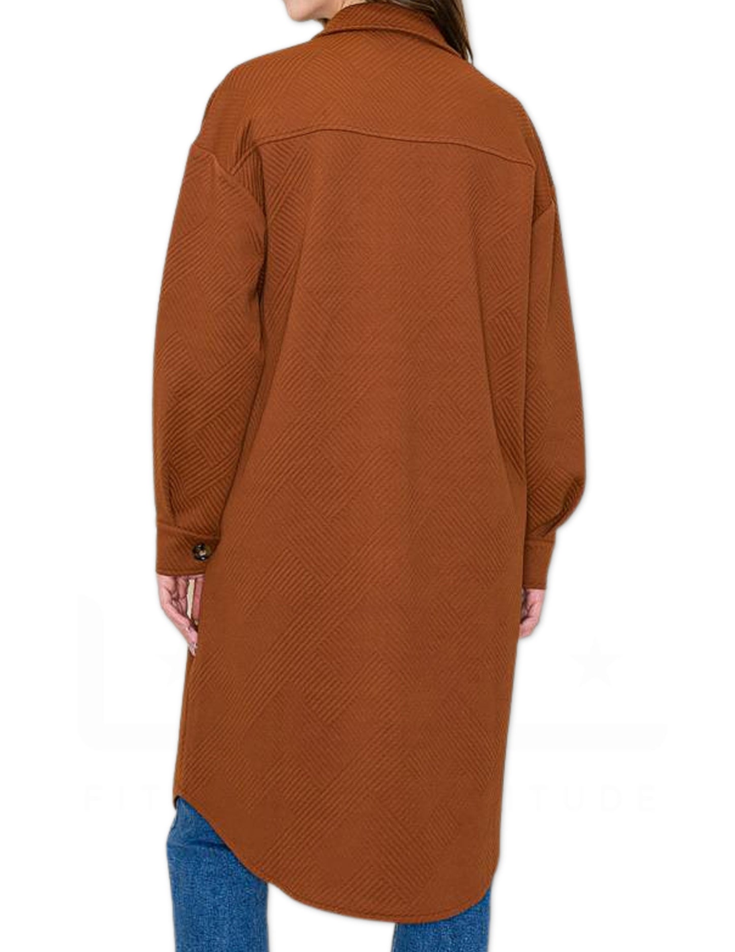 Collared Long Duster Jacket - Copper