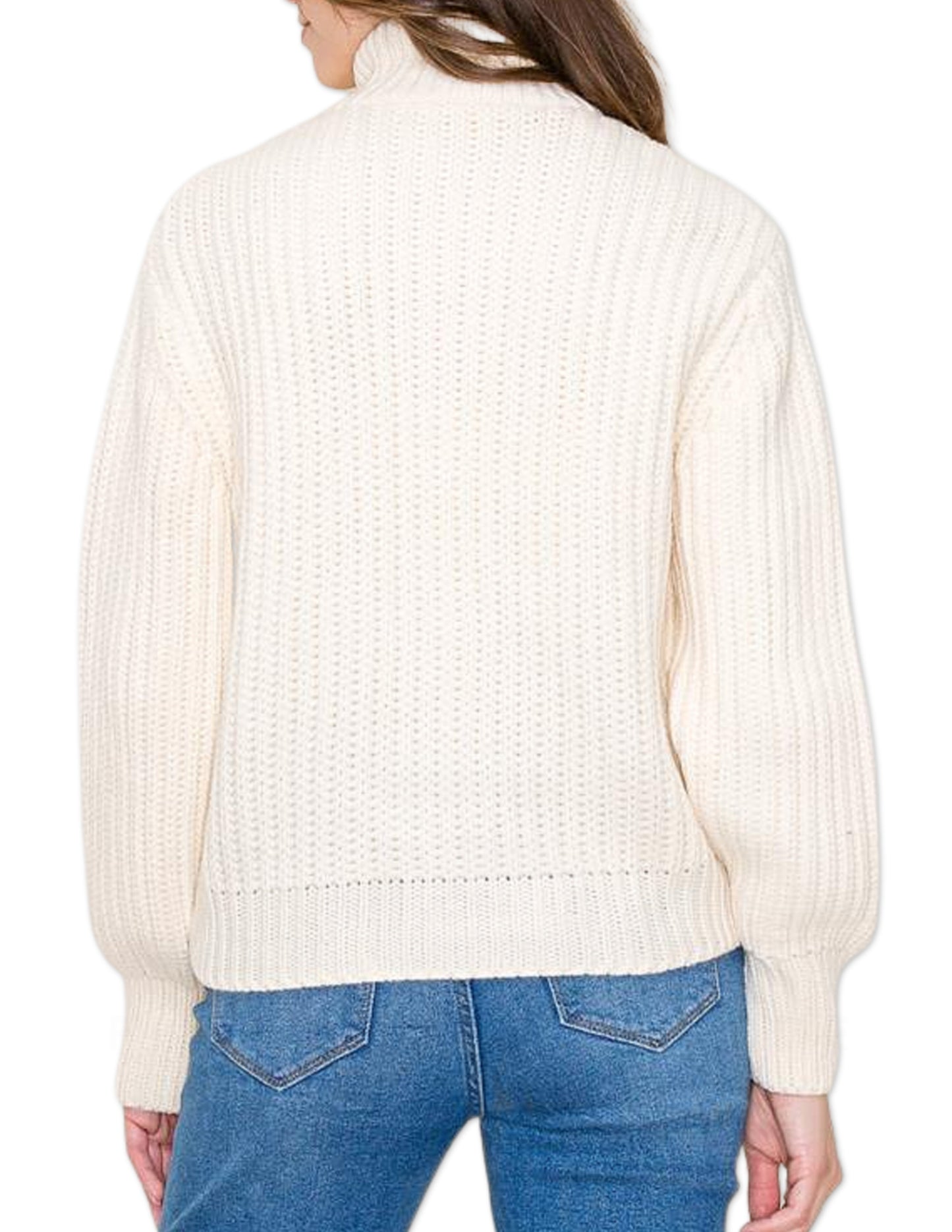 High Collar Hybrid Button Down Sweater - Cream