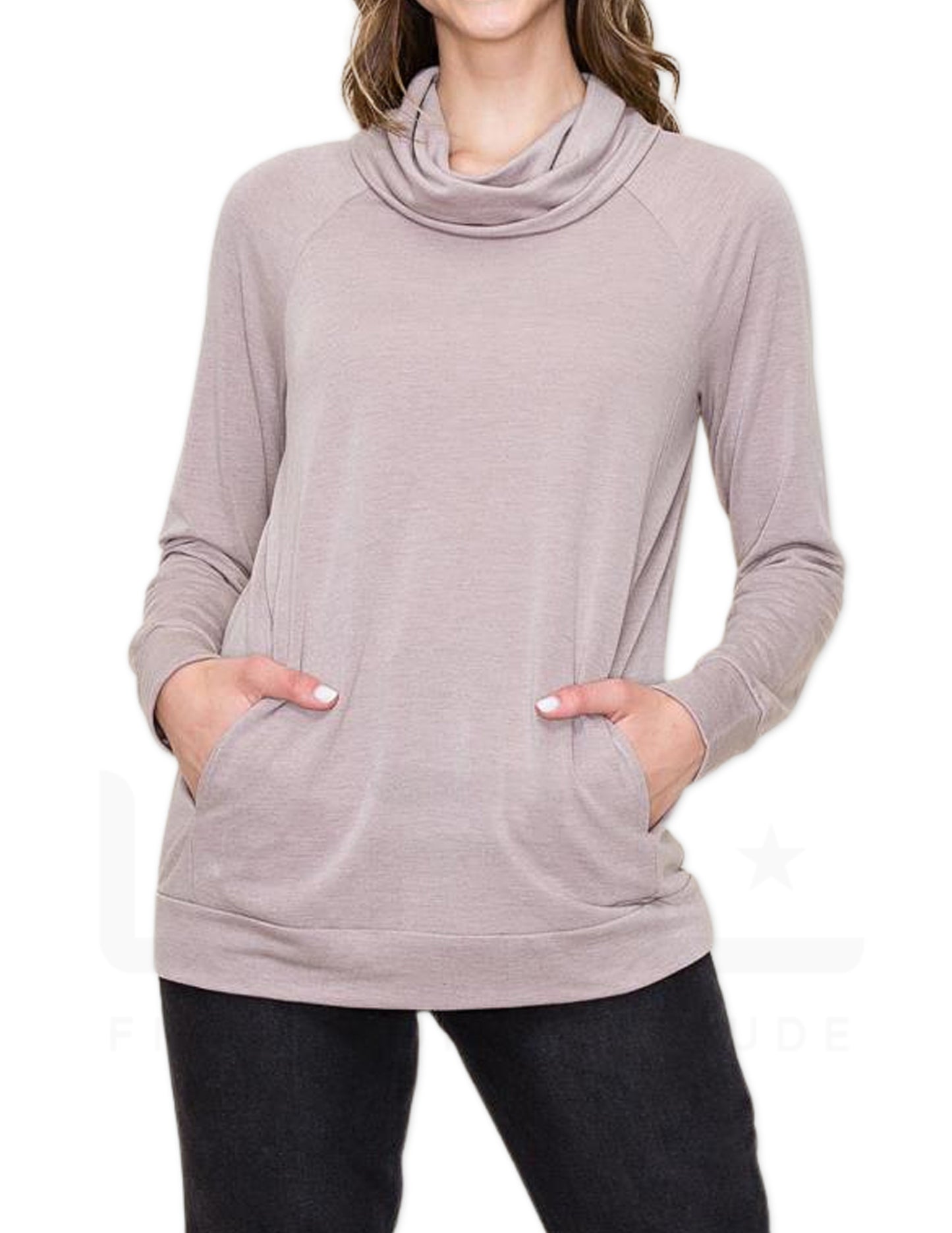 Wide Turtle Neck Long Sleeve - Taupe