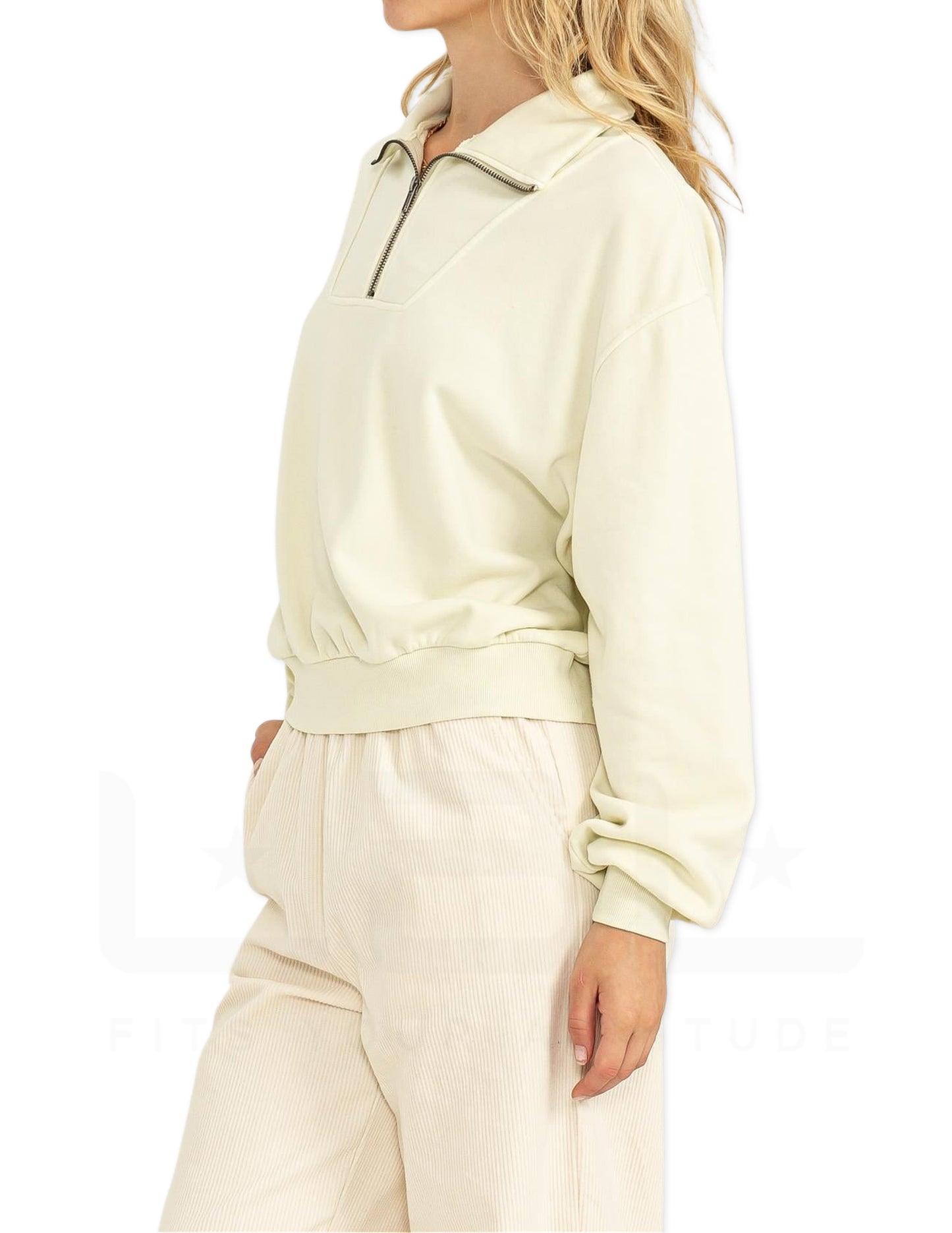 Half Zip Collared Sweater - Cream