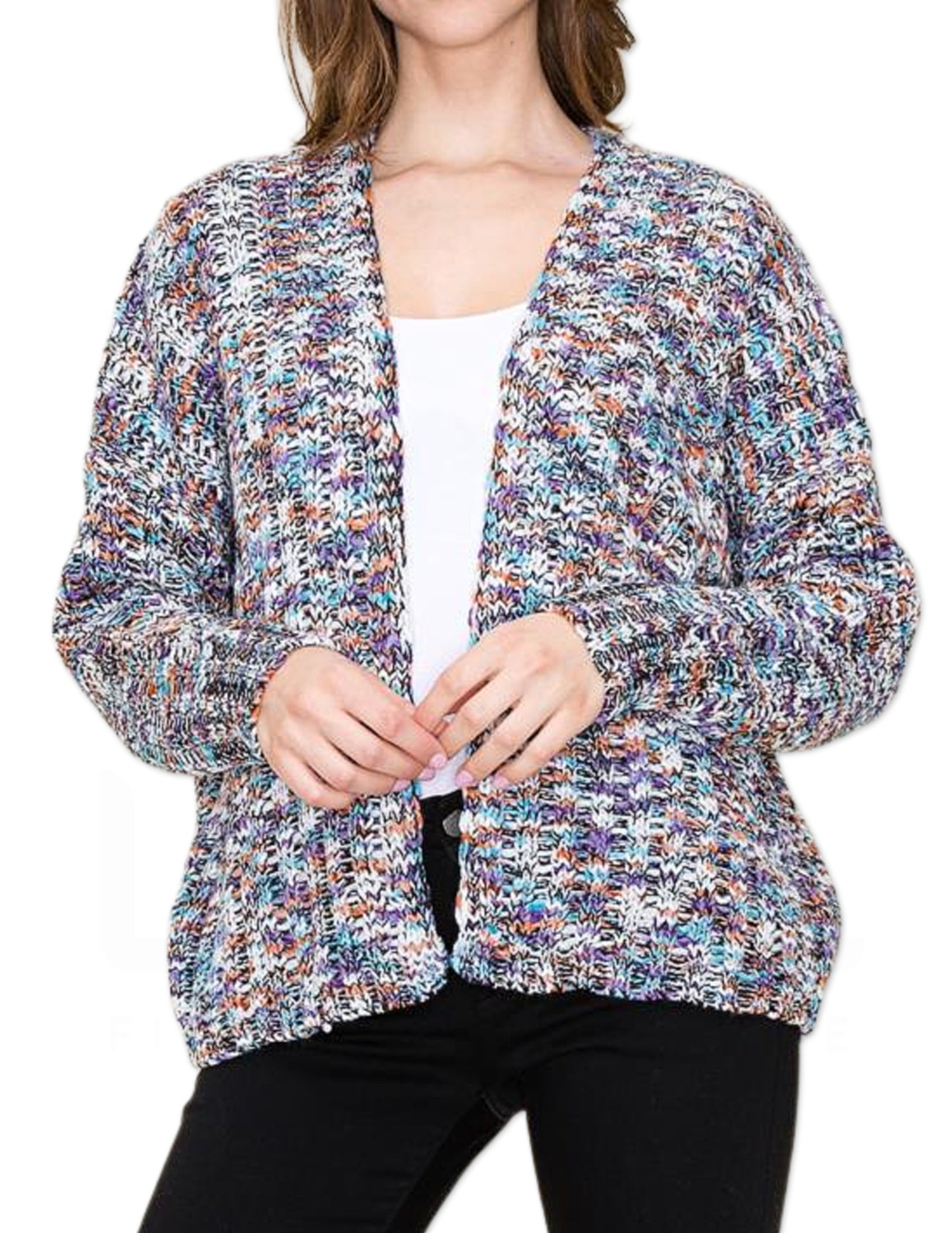 Multi Color Cardigan - Purple Multi
