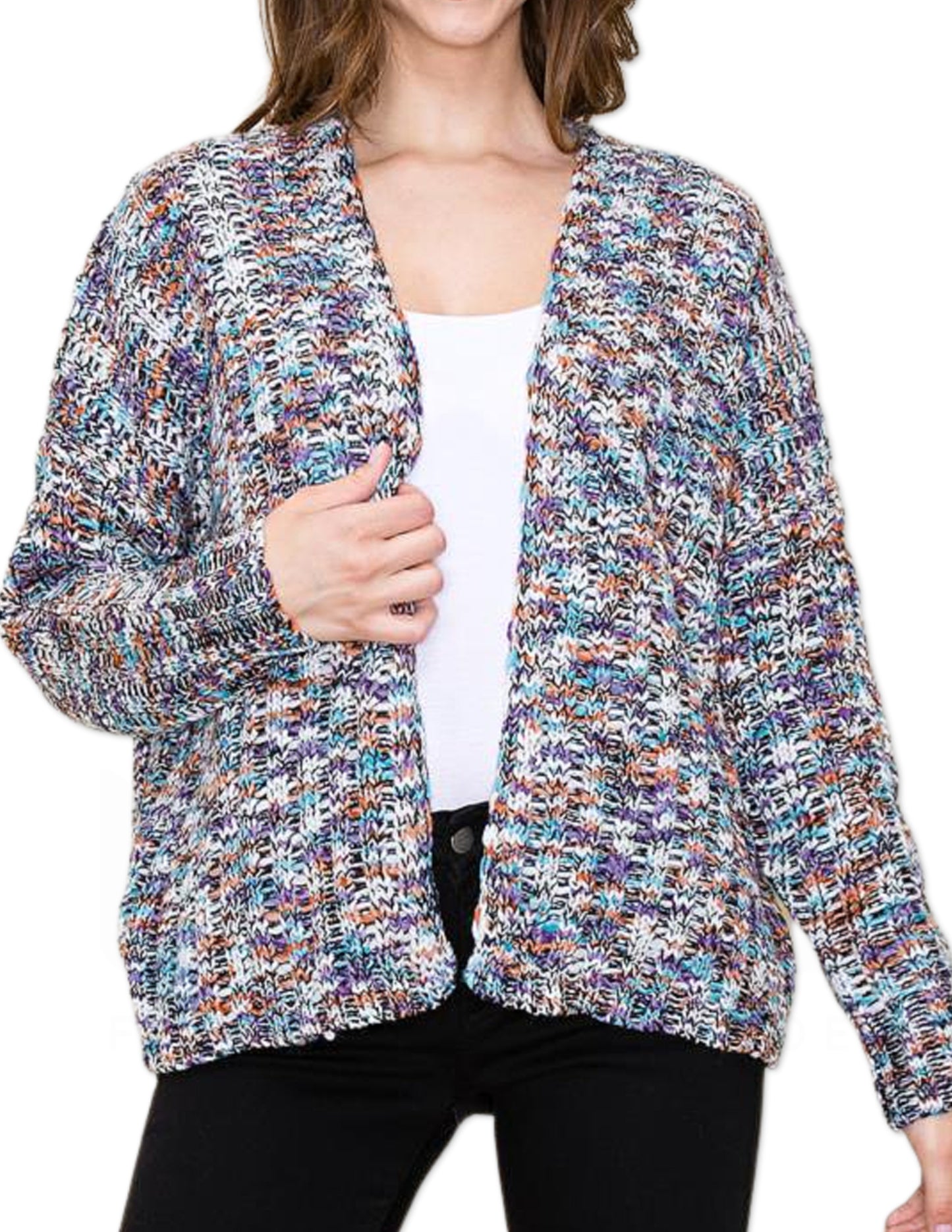 Multi Color Cardigan - Purple Multi