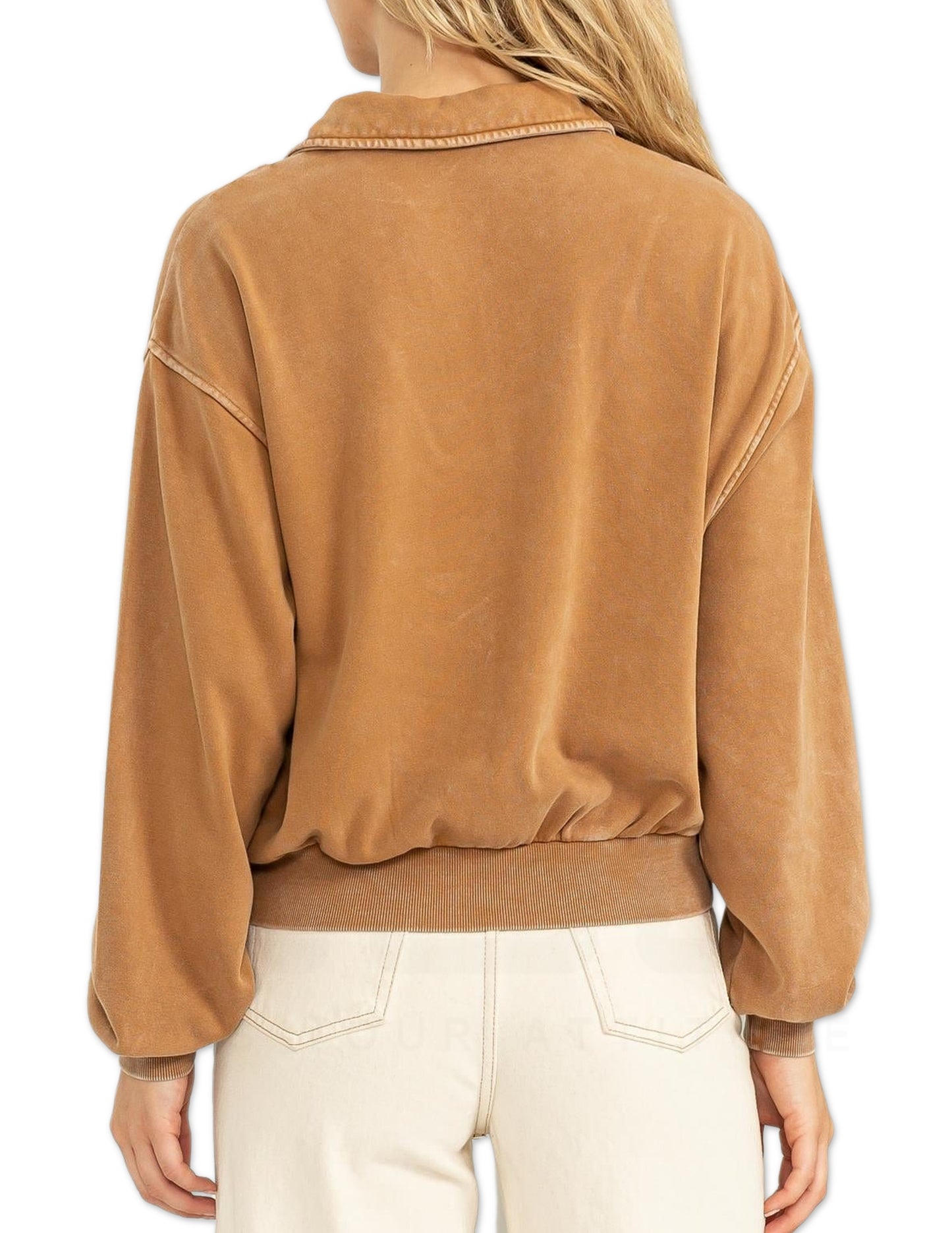 Half Zip Collared Sweater - Pale Brown
