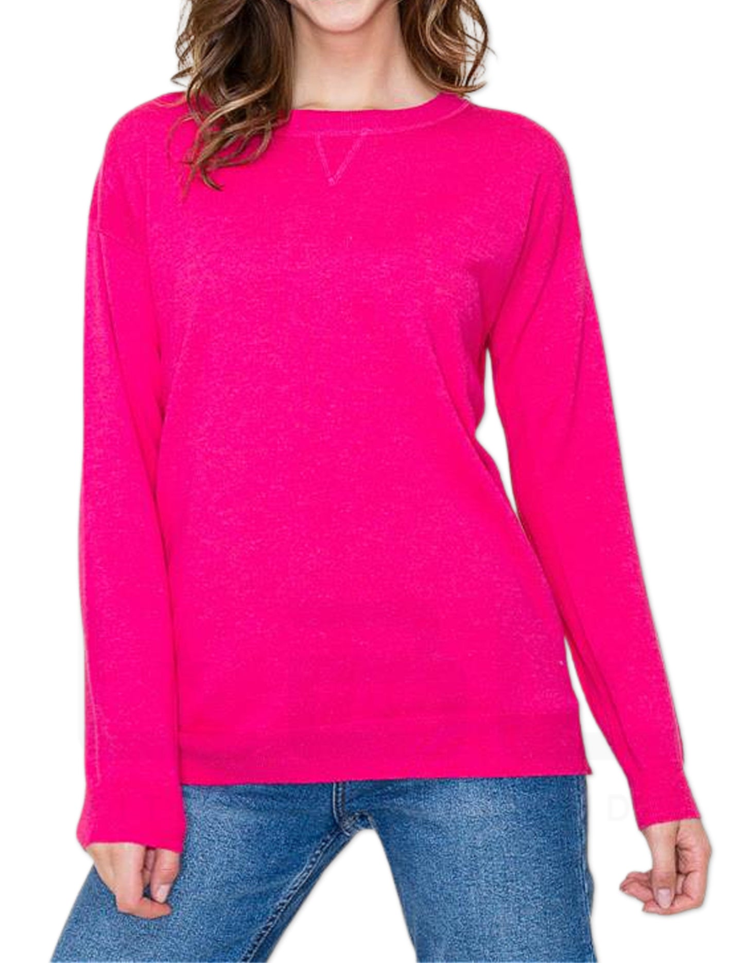 Super Soft Crew Neck Long Sleeve - Fuchsia