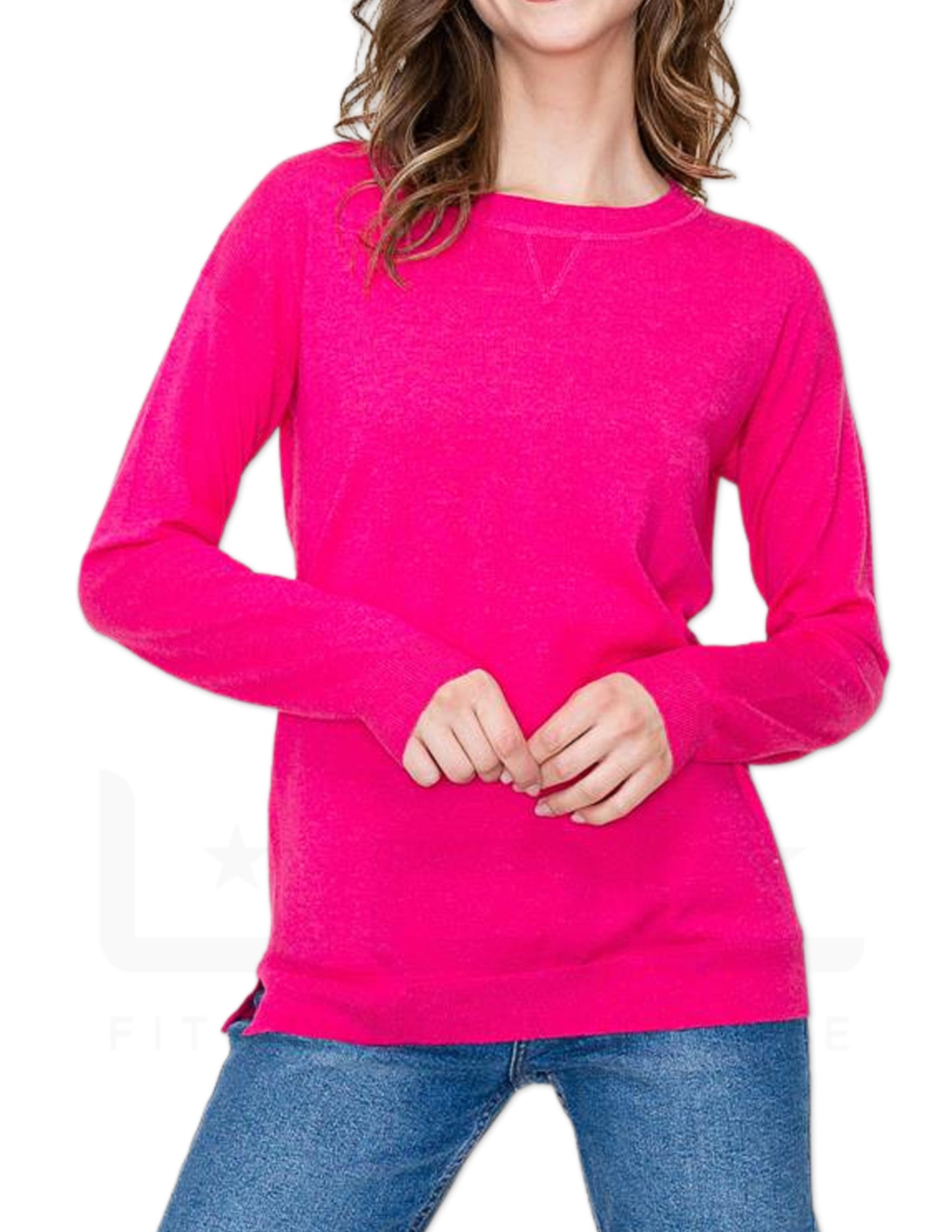Super Soft Crew Neck Long Sleeve - Fuchsia