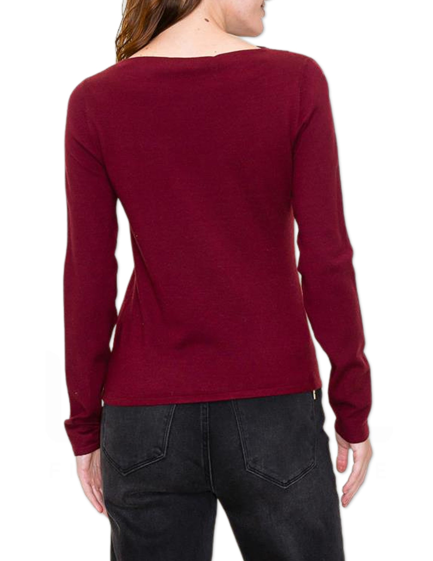 Soft Cinch Detail Sweater - Burgundy