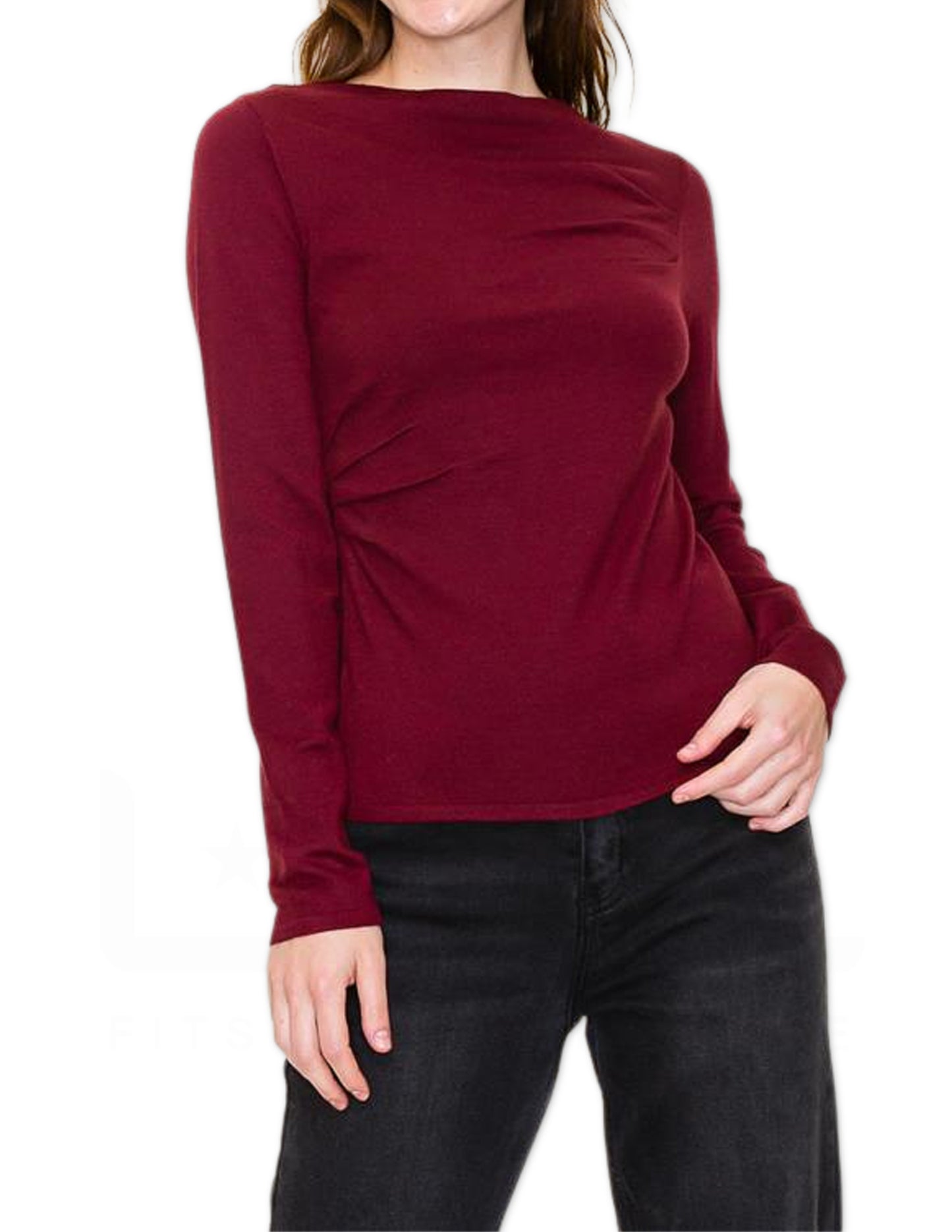 Soft Cinch Detail Sweater - Burgundy