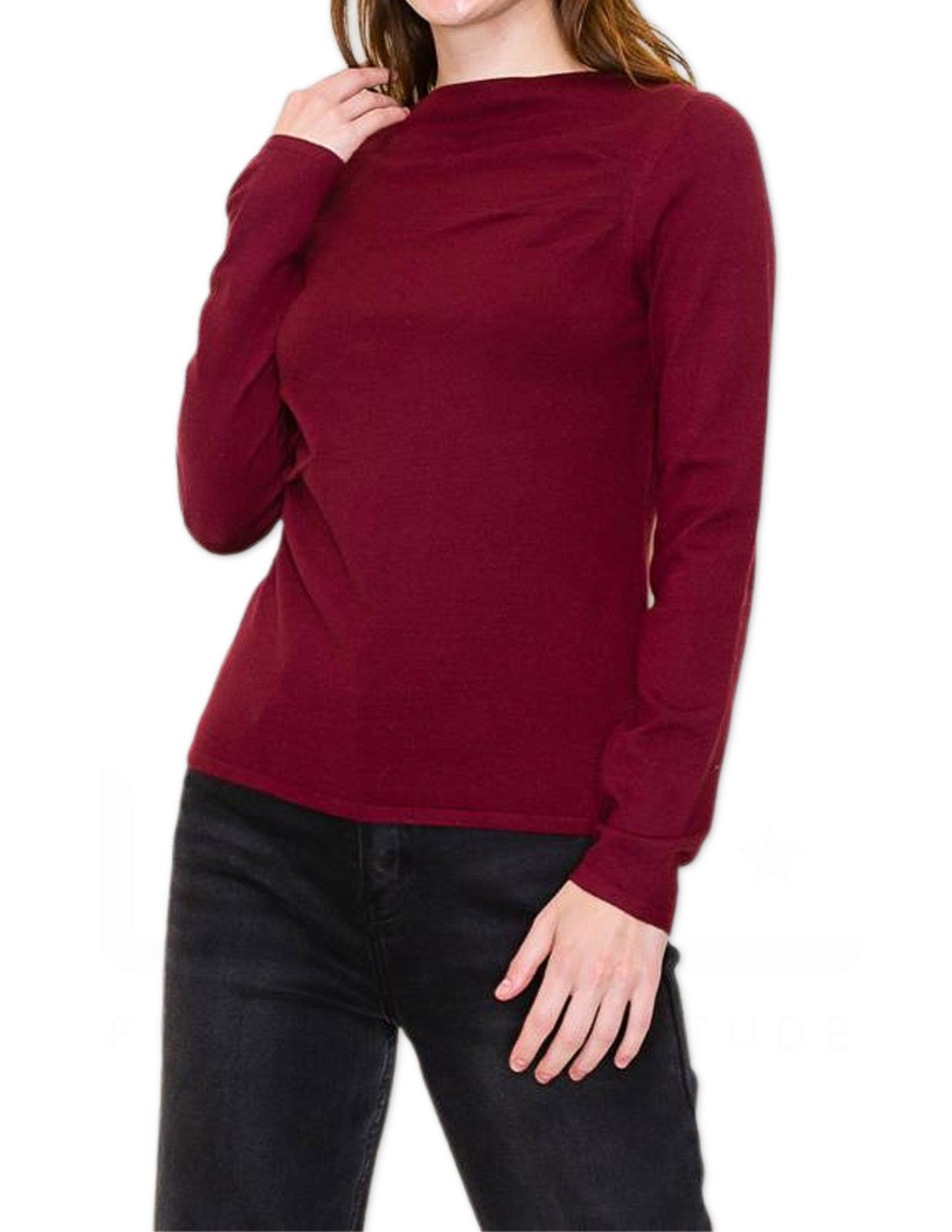 Soft Cinch Detail Sweater - Burgundy