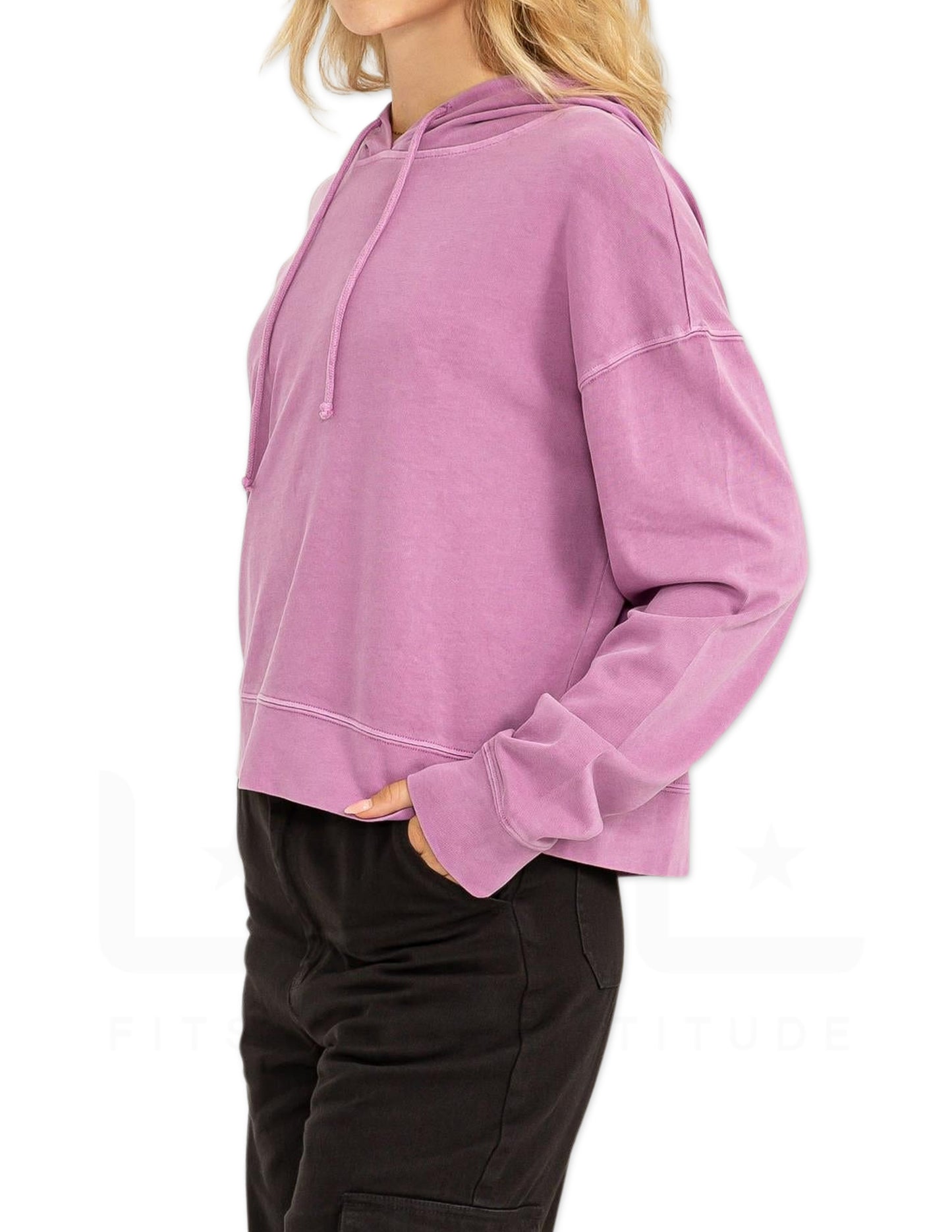 Long Sleeve Drawstring Hoodie - Vintage Plum